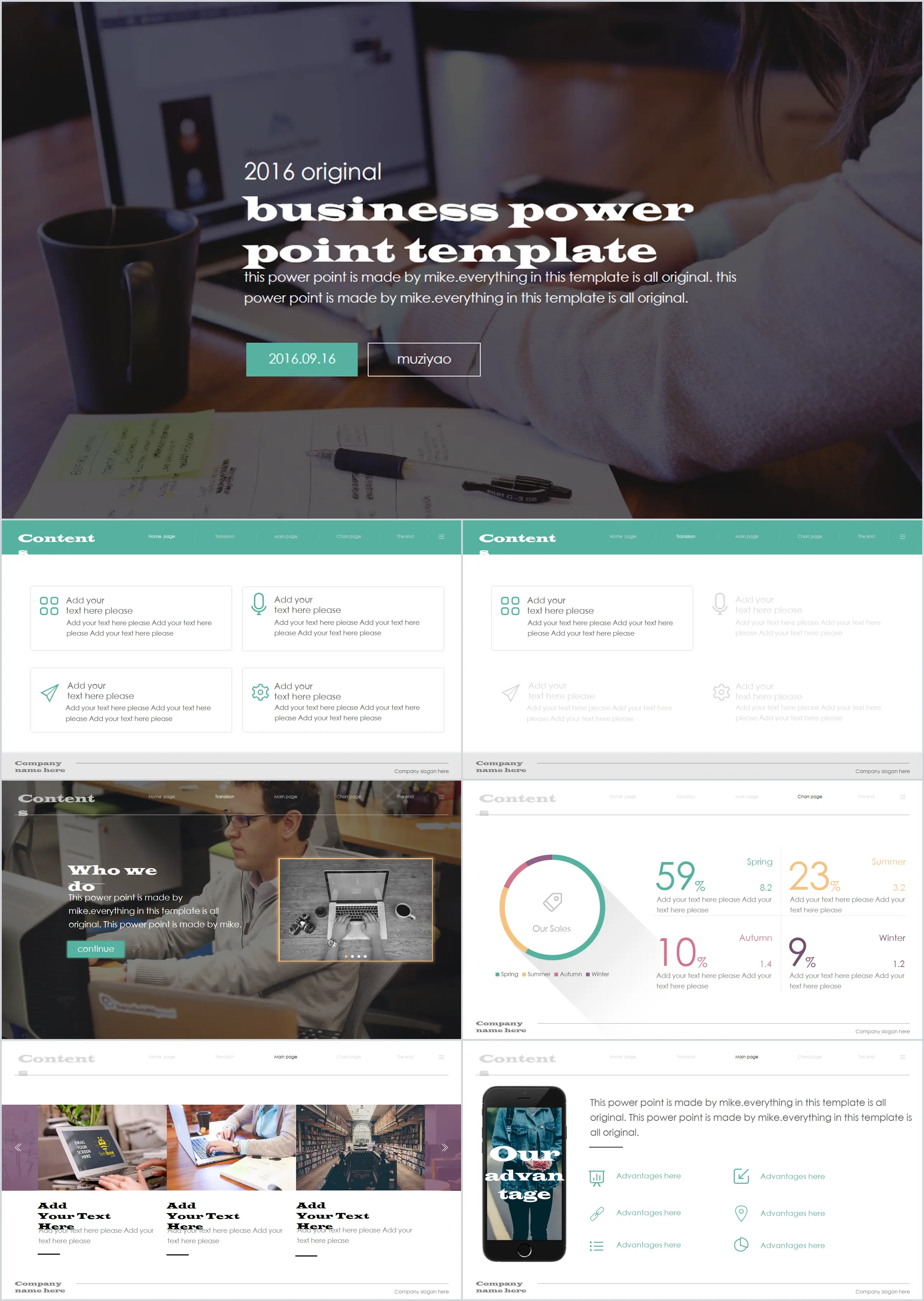 Simple flat web style PPT template