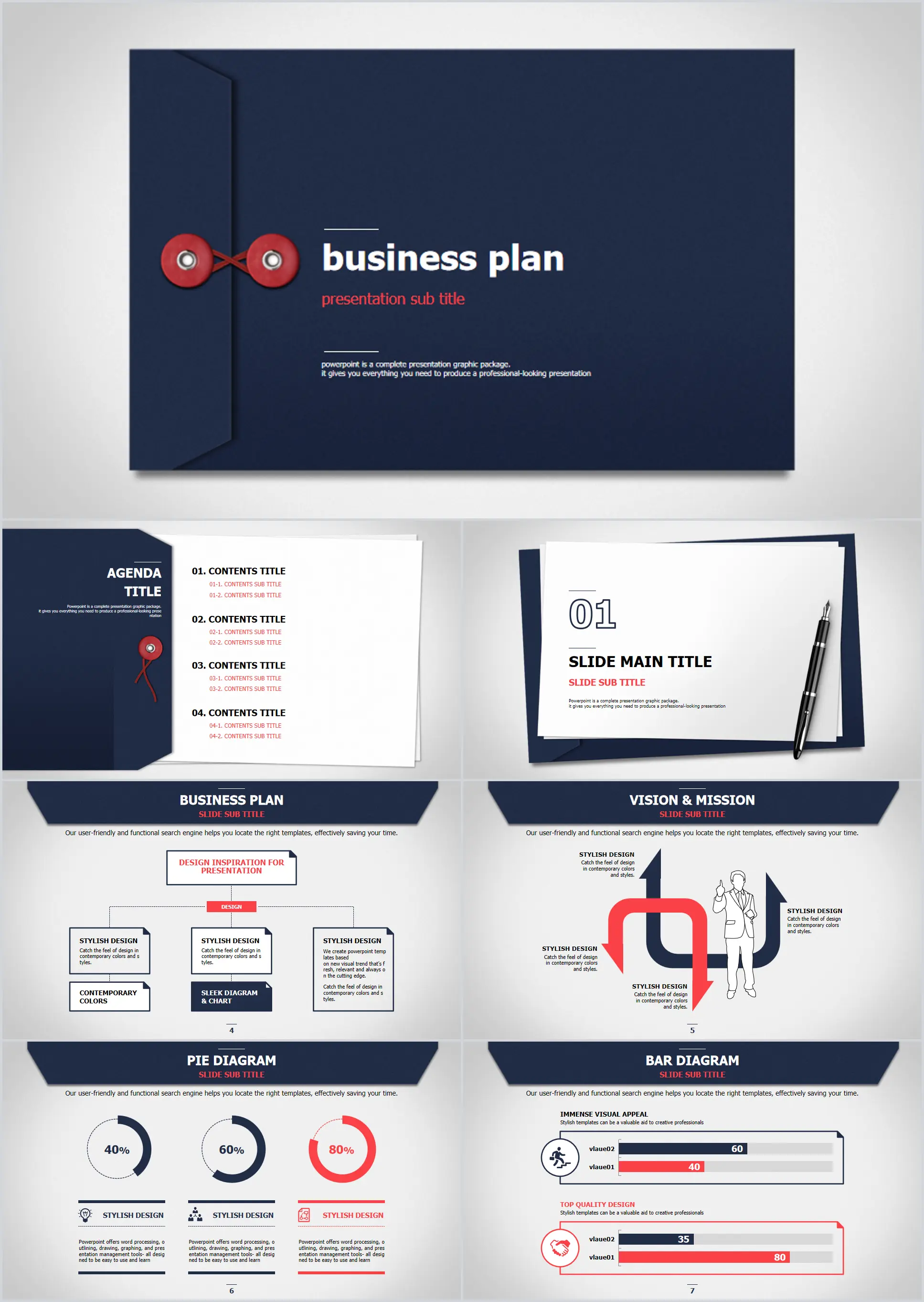 Creative file bag business PPT template