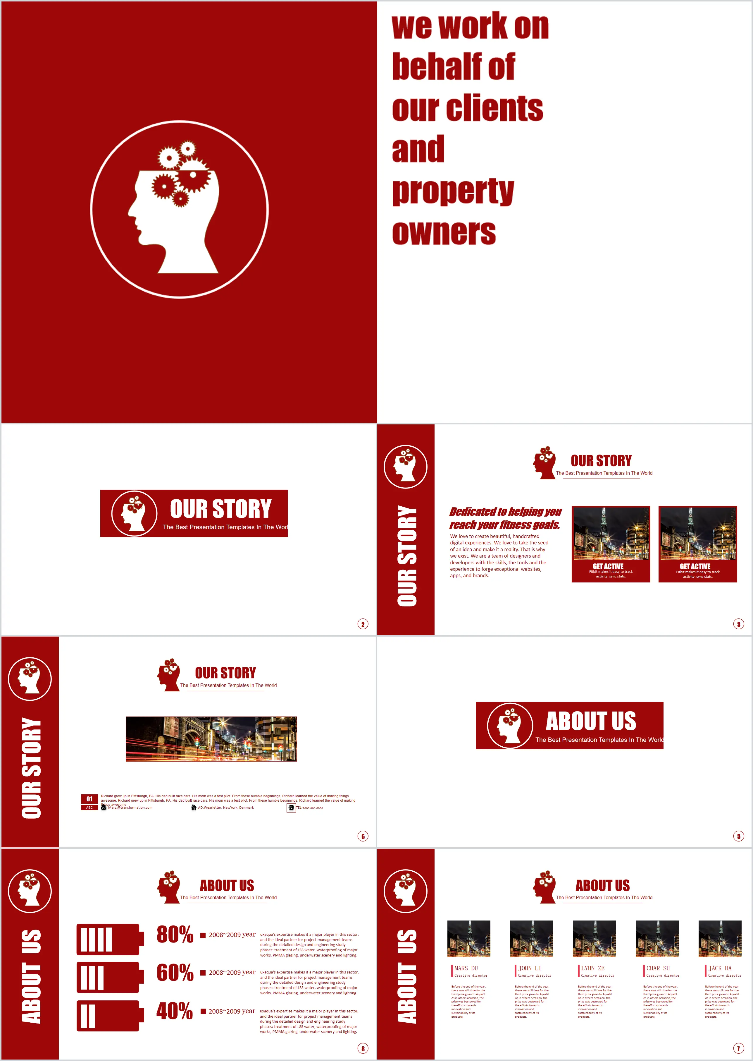 Simple creative red company profile PPT template