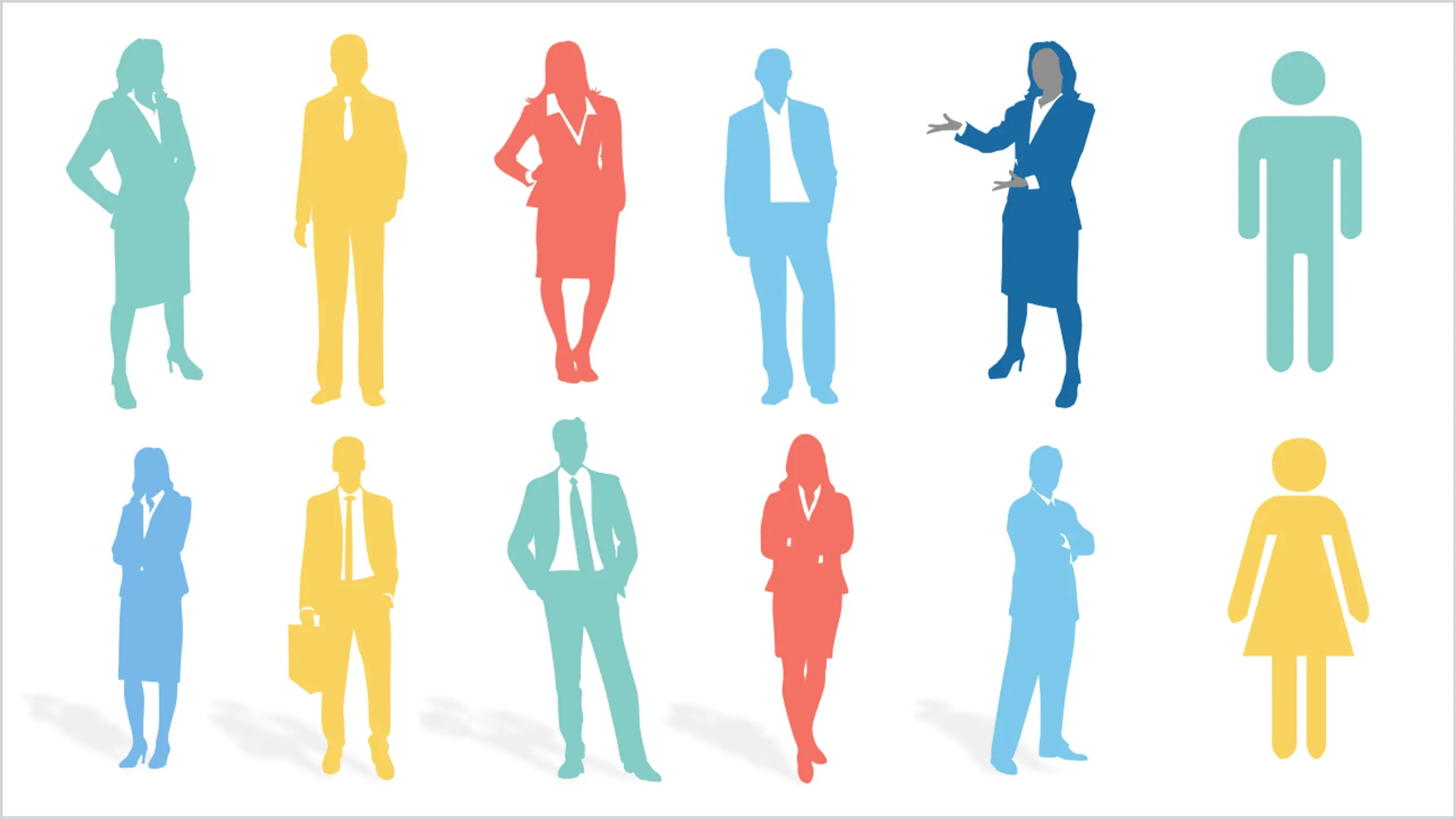 Editable business figure silhouette PPT material