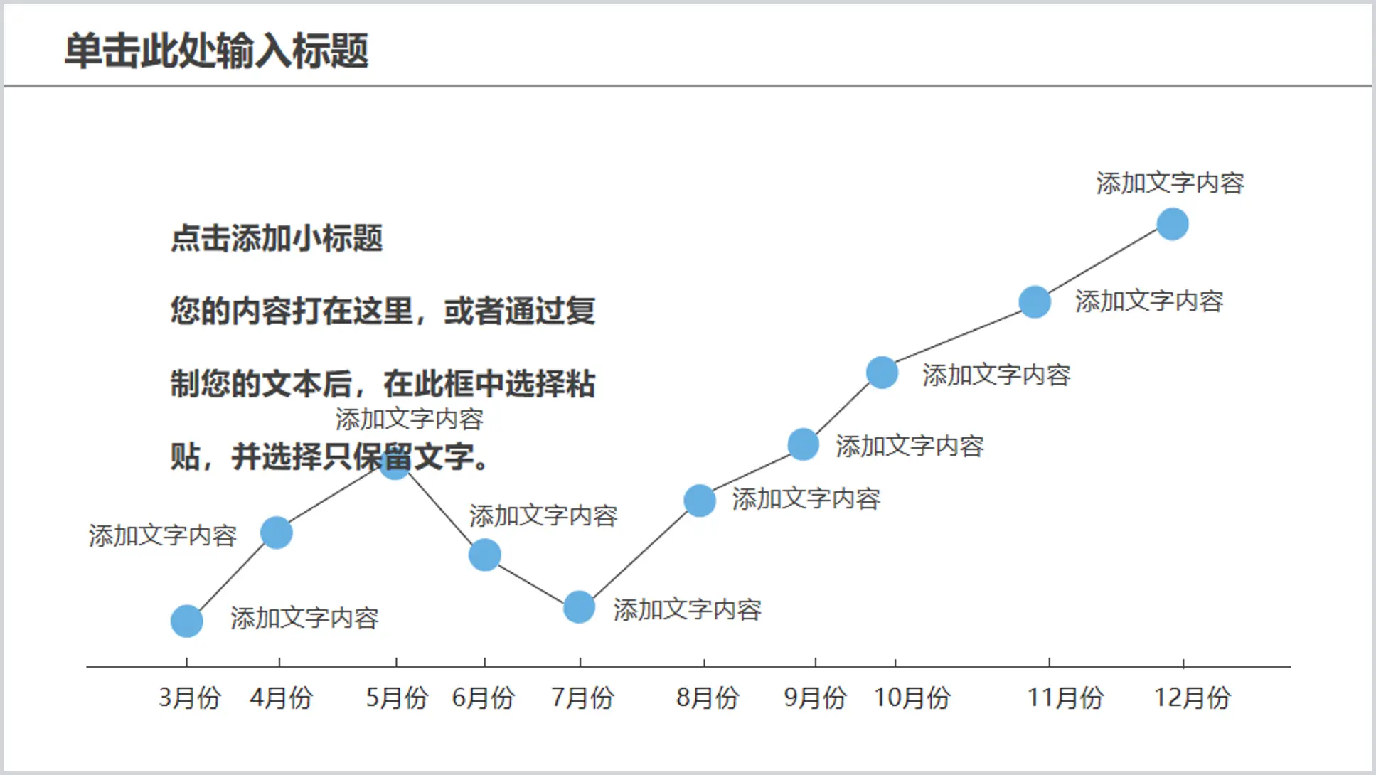 Monthly data statistics line chart PPT template