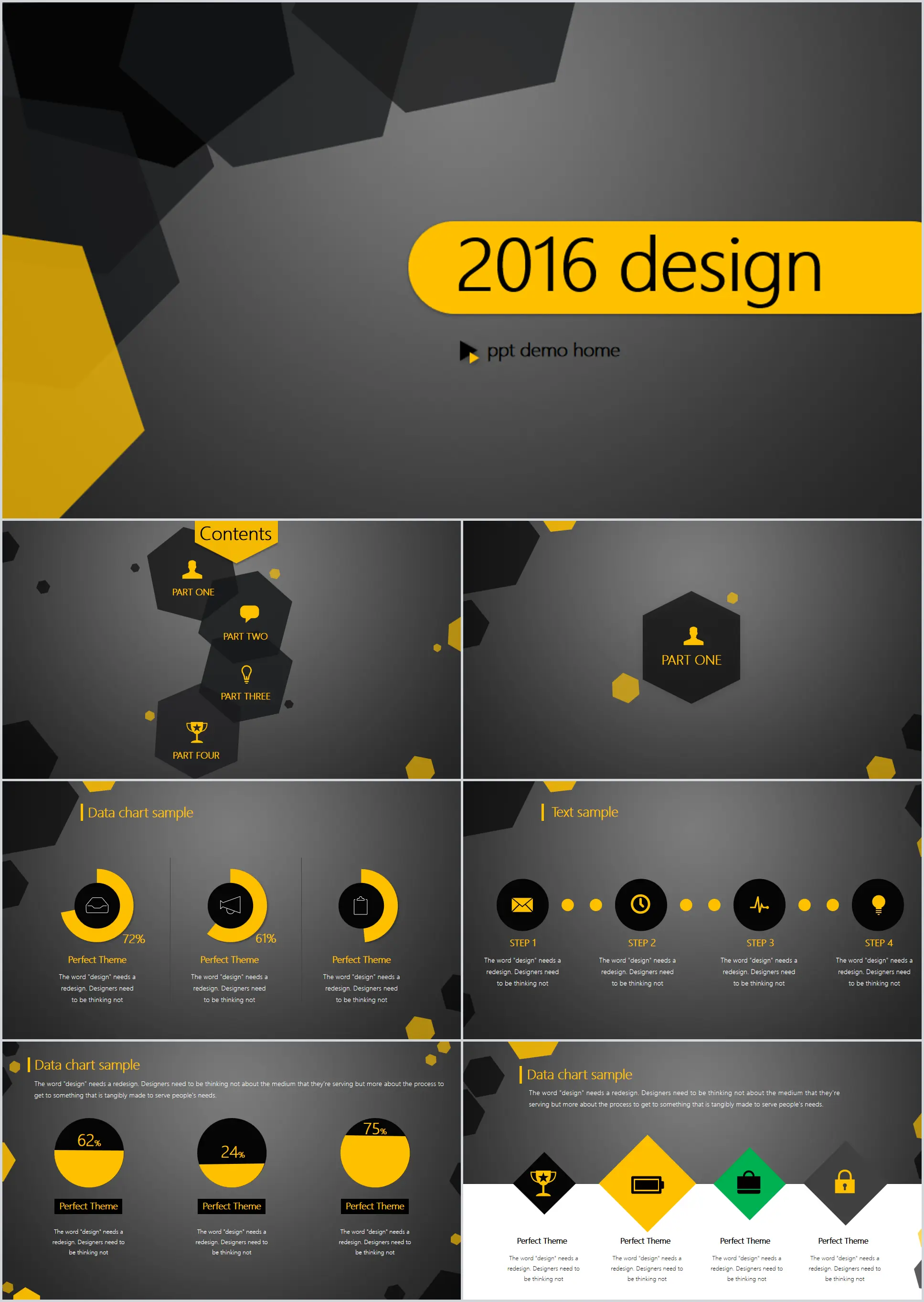 Black and yellow color matching concise dynamic business PPT template