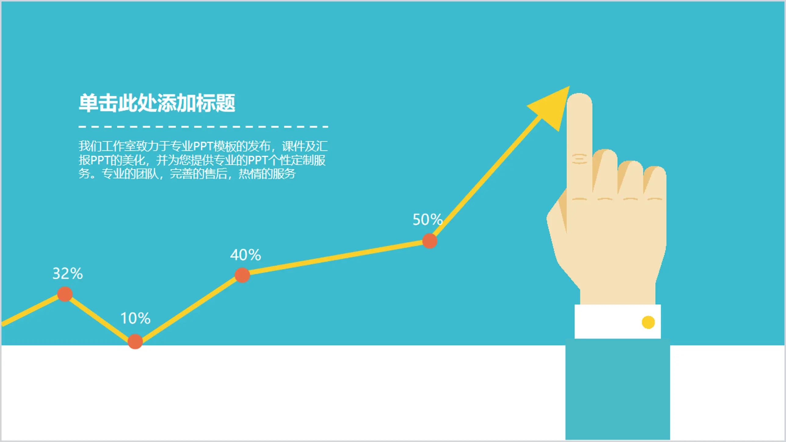 創意手勢PPT折線圖模板