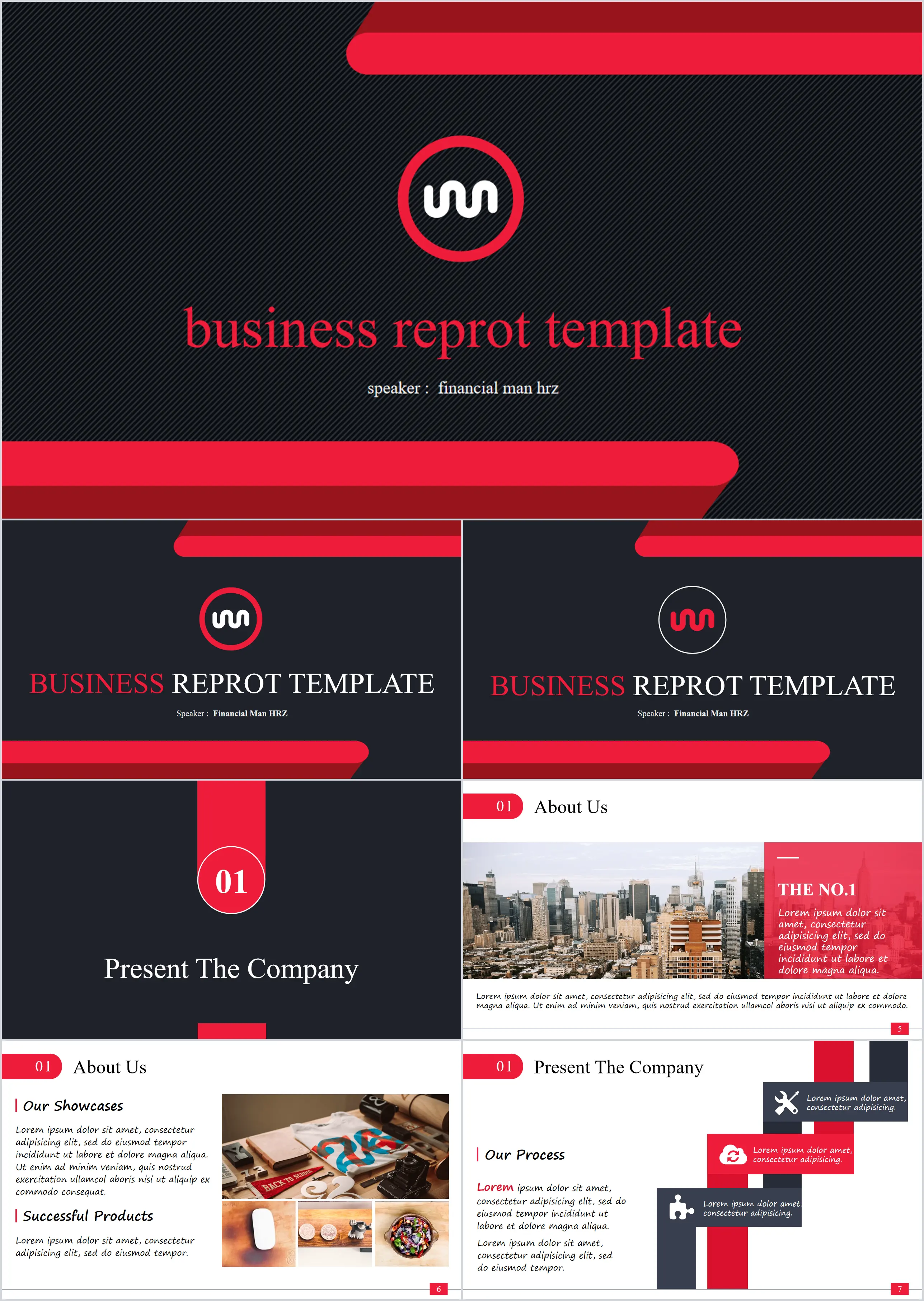 Modèle PPT de rapport d'activité atmosphérique simple en noir et rouge