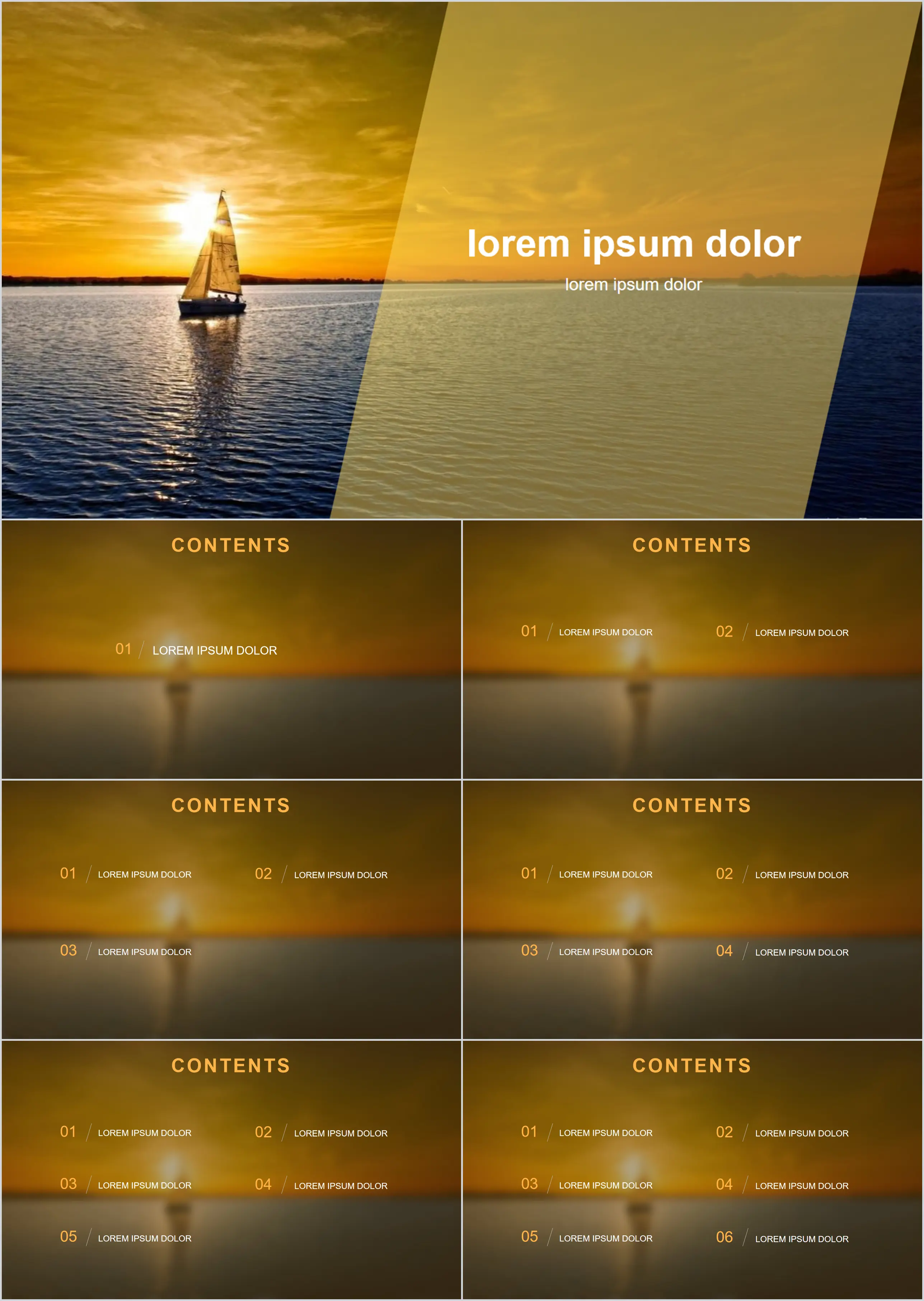 Sunset sailing sailing voyage PPT template