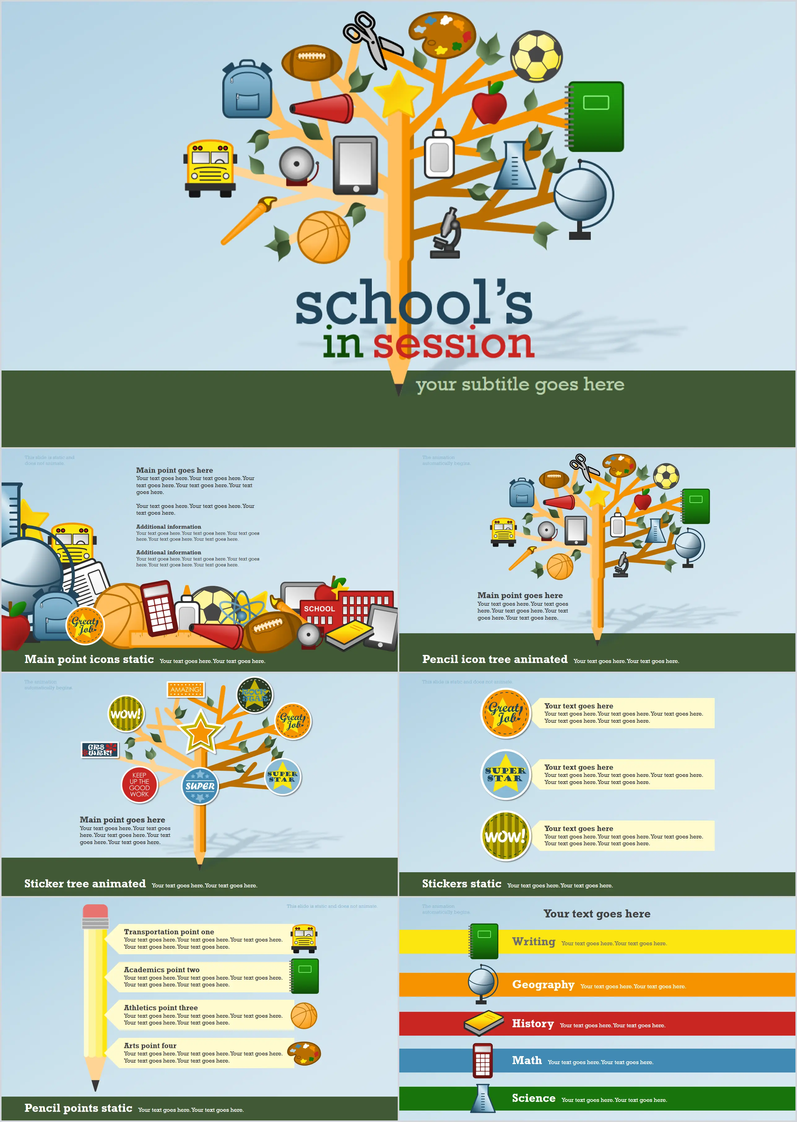 Creative school student education related PPT template