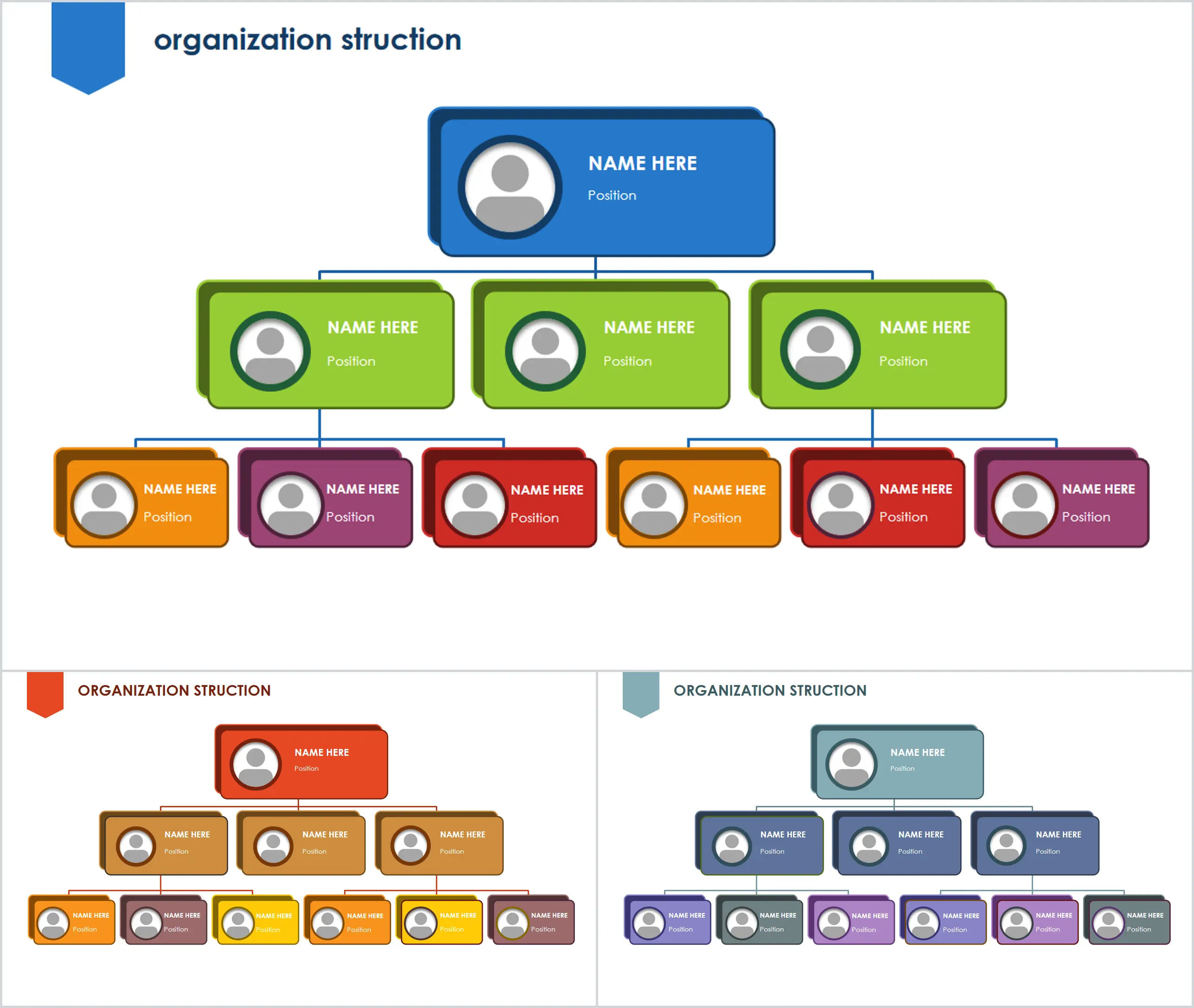 Modèle d'organigramme PPT à trois niveaux