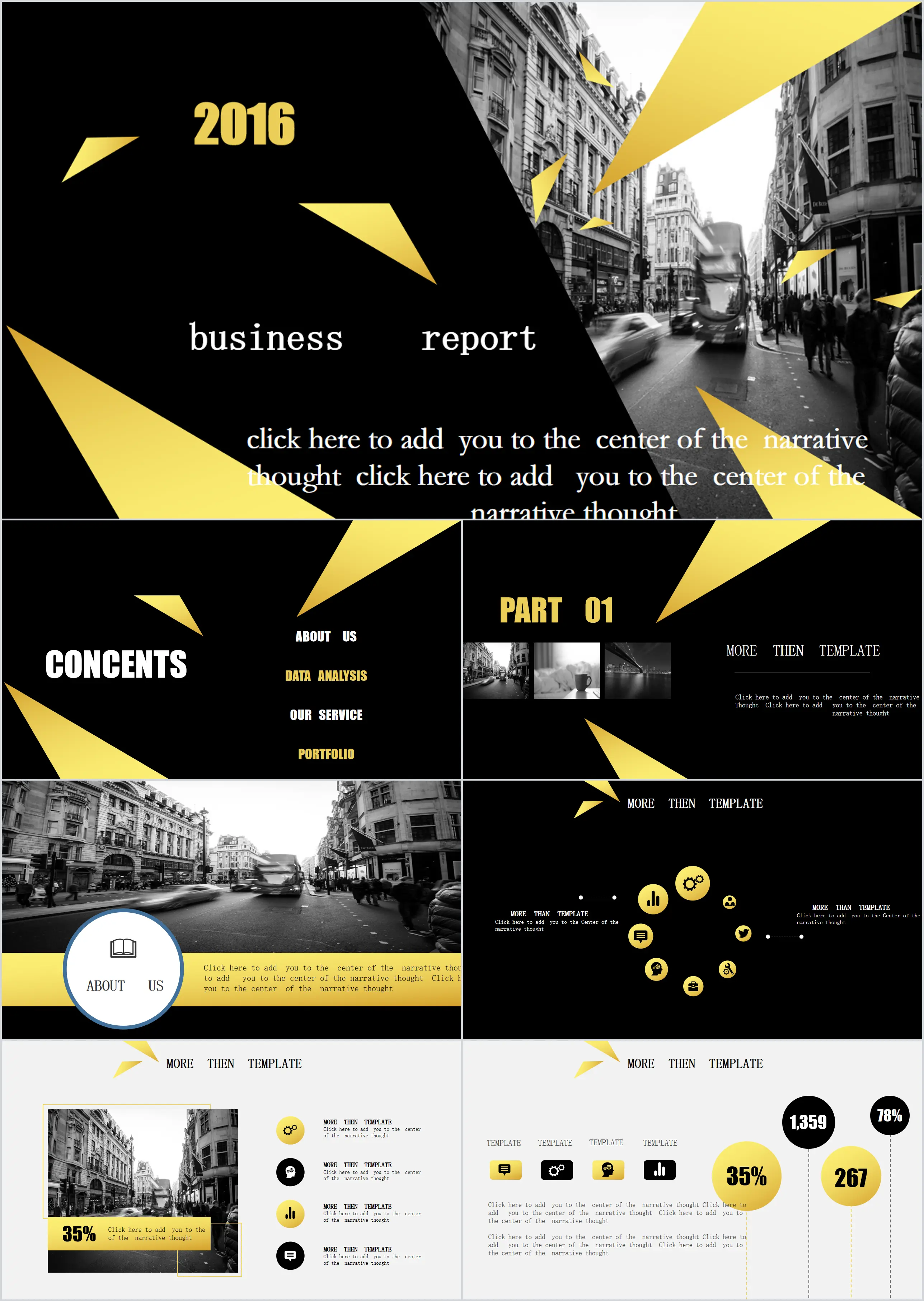 Cool fashion black gold European and American style PPT template