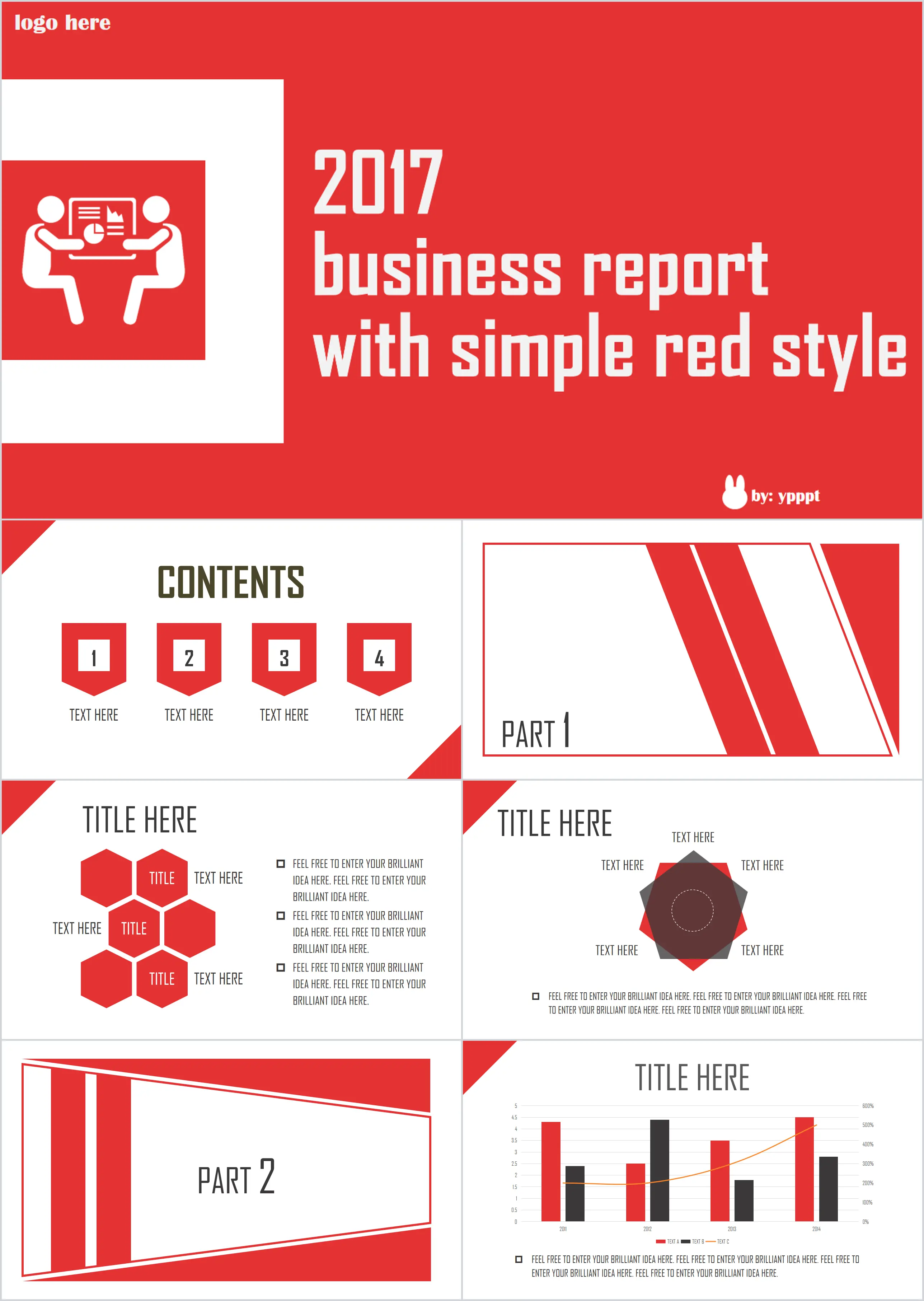 Simple red business report PPT template