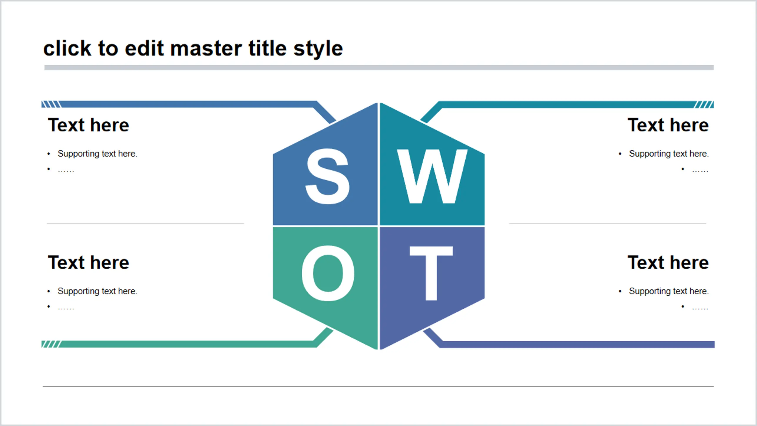 Matériel PPT simple de graphiques SWOT d'entreprise