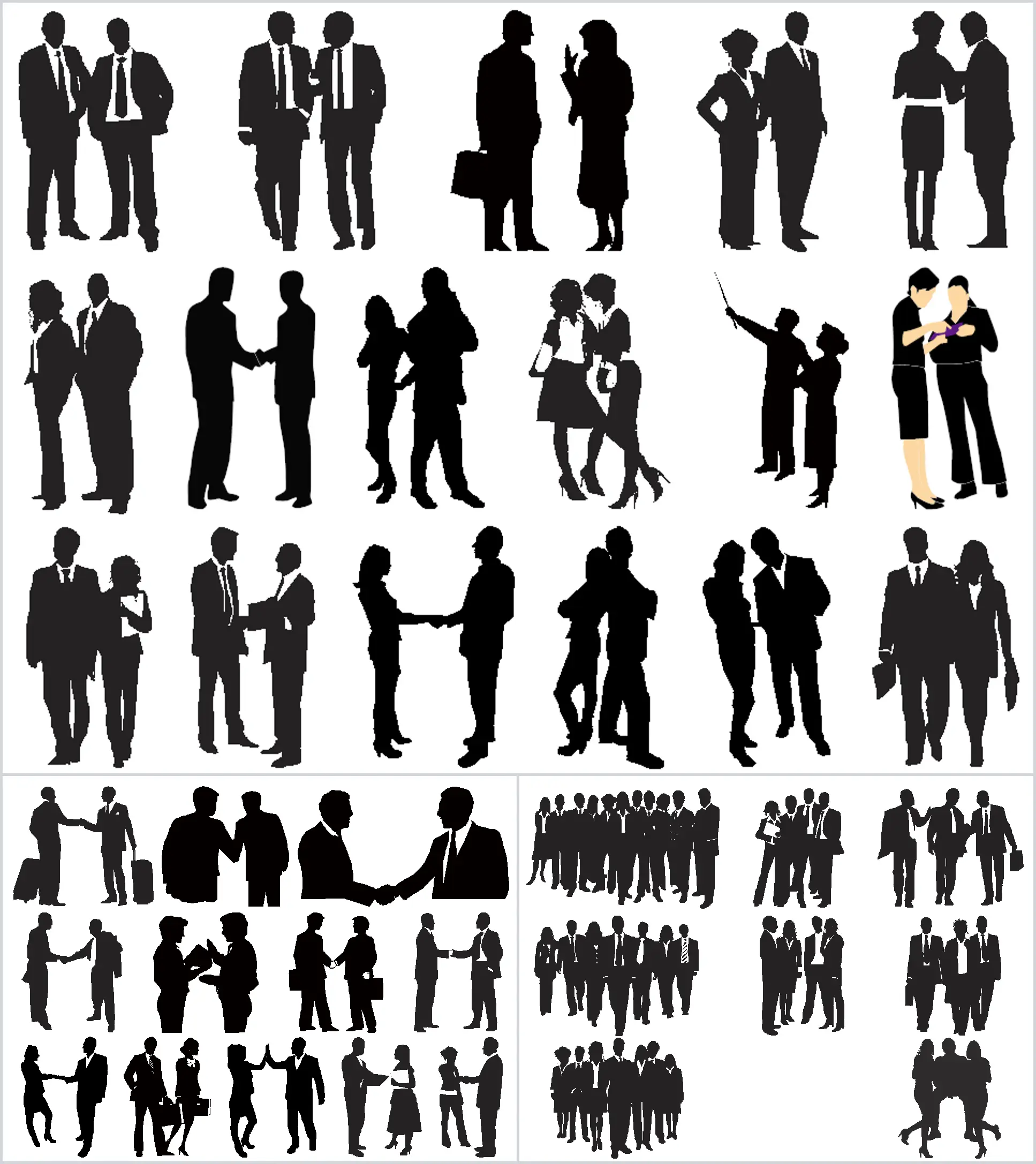 Communication and cooperation team silhouette PPT material