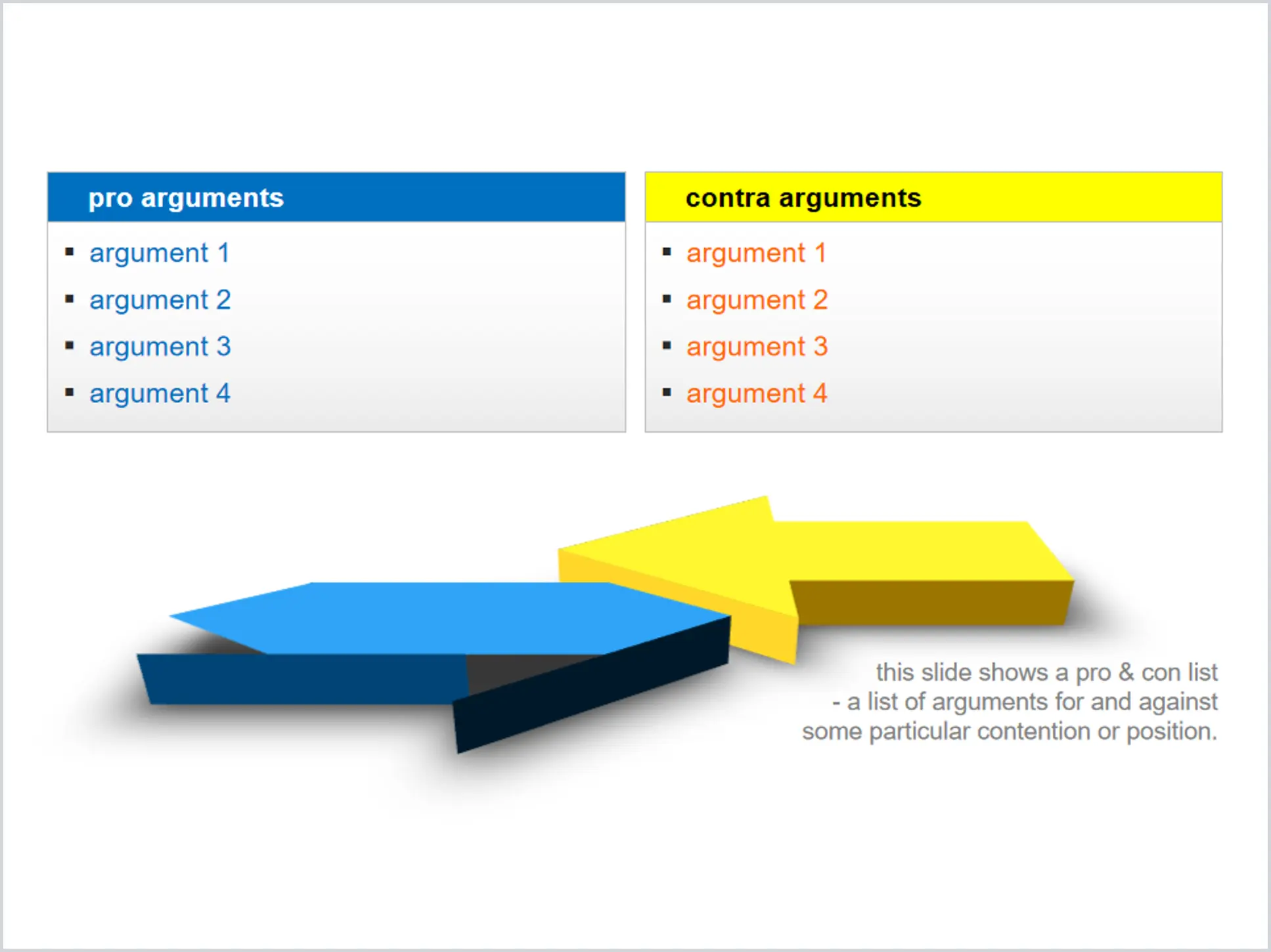 Opposition conflict three-dimensional arrow PPT material