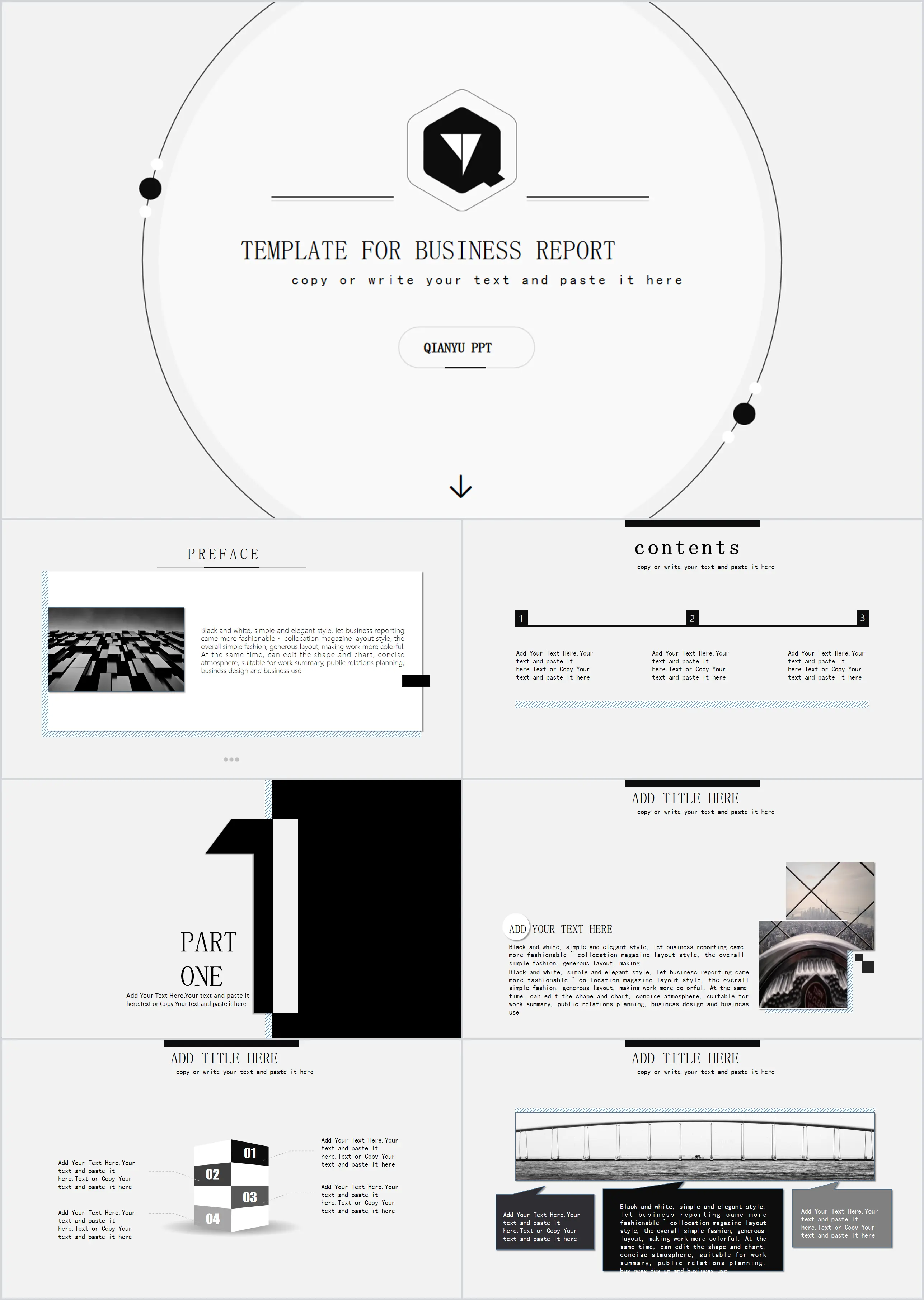 Generous minimalist black and gray PPT template download