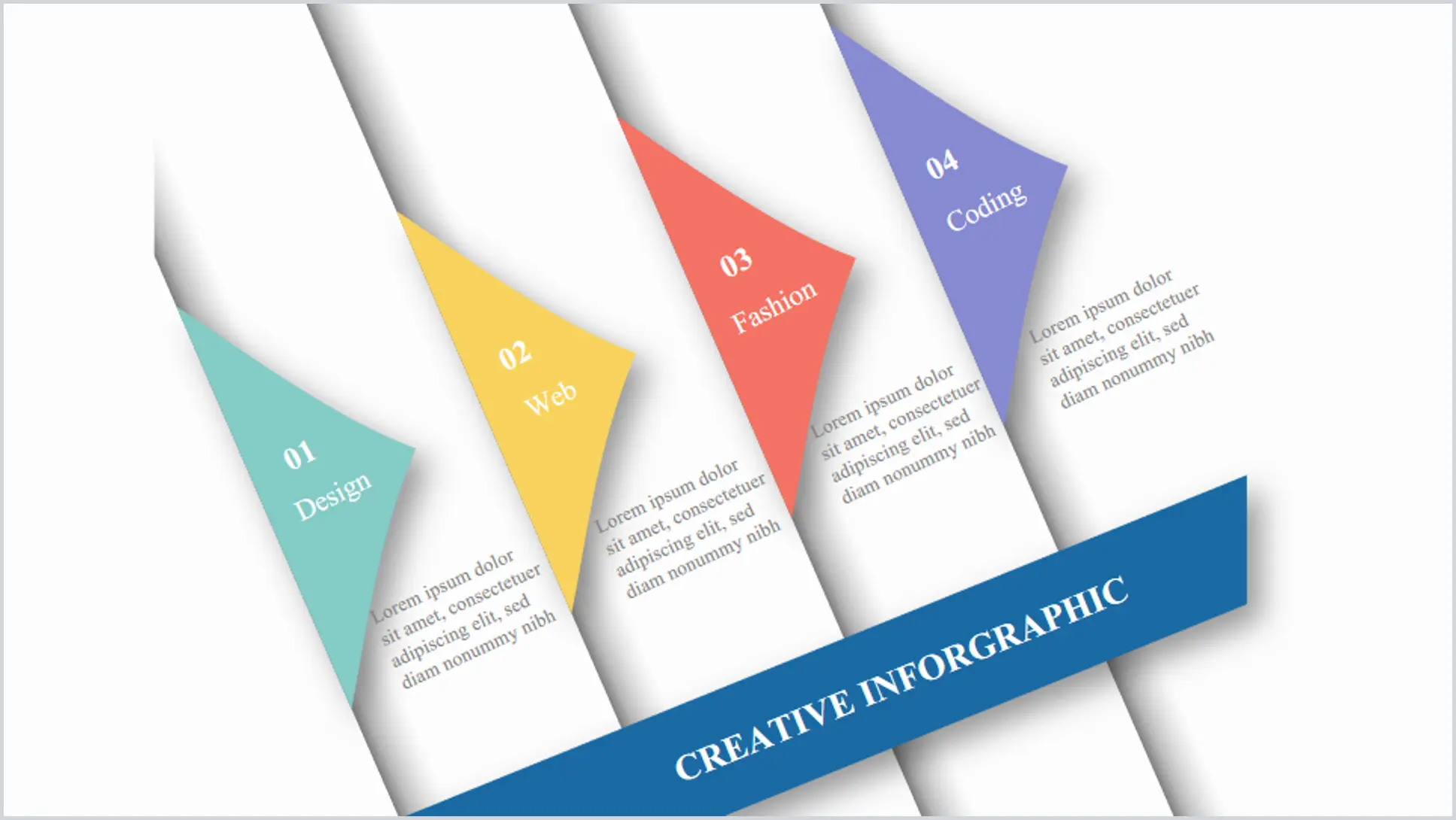 Creative crack effect four side by side PPT graphics