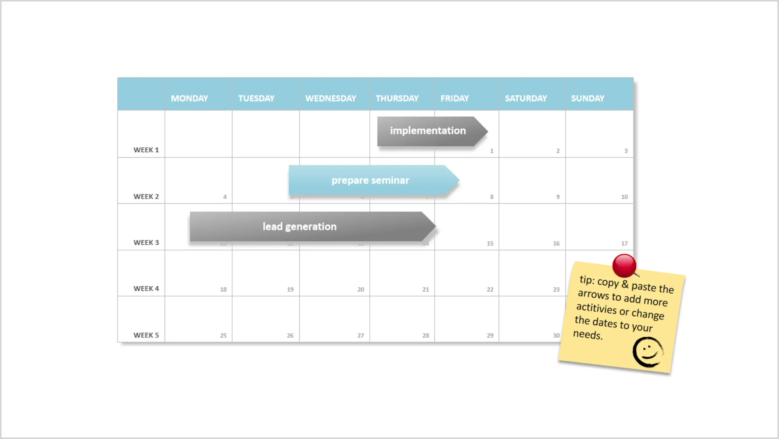 Weekly progress PPT gantt chart template material