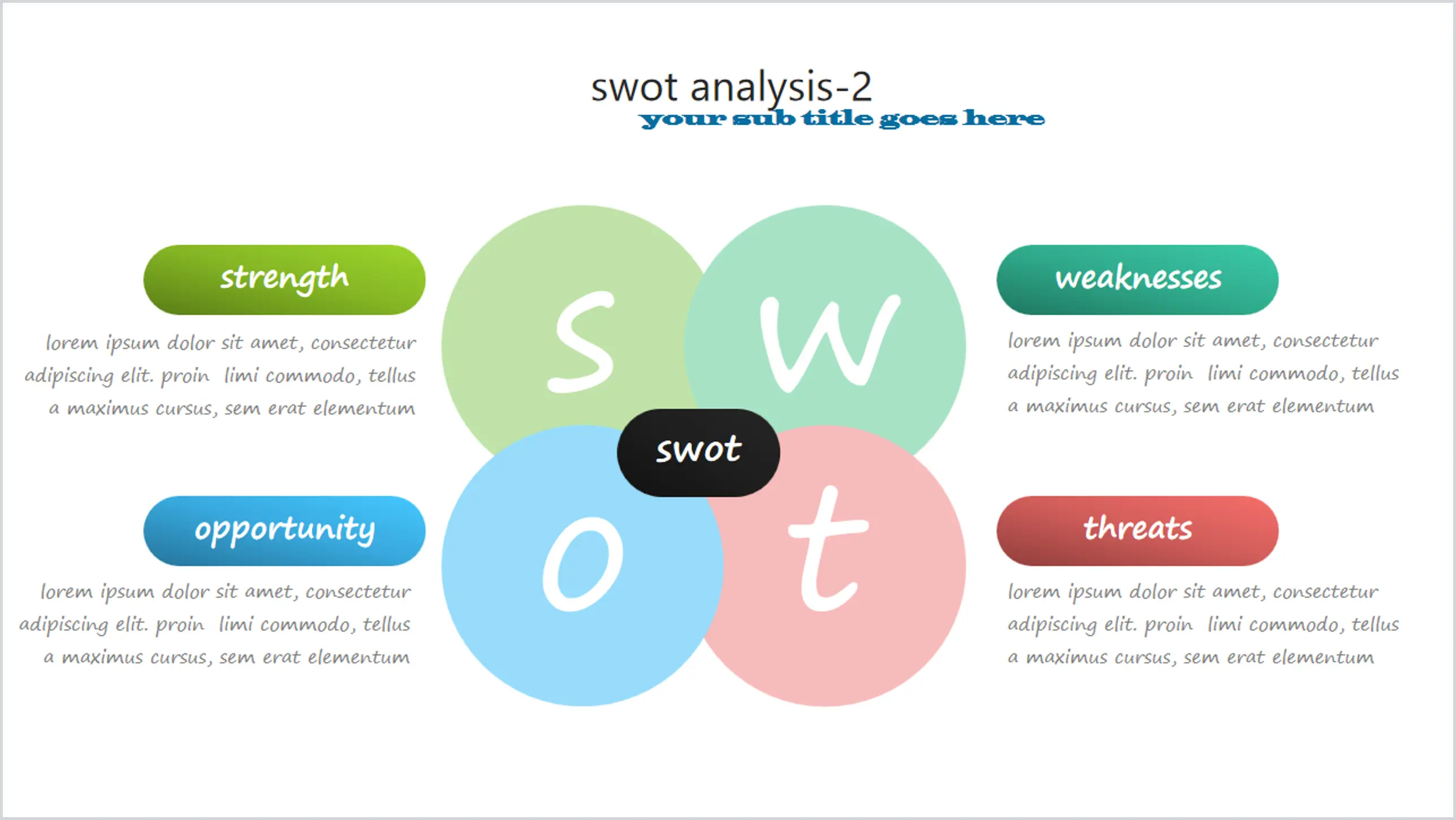 彩色圆形SWOT分析PPT素材