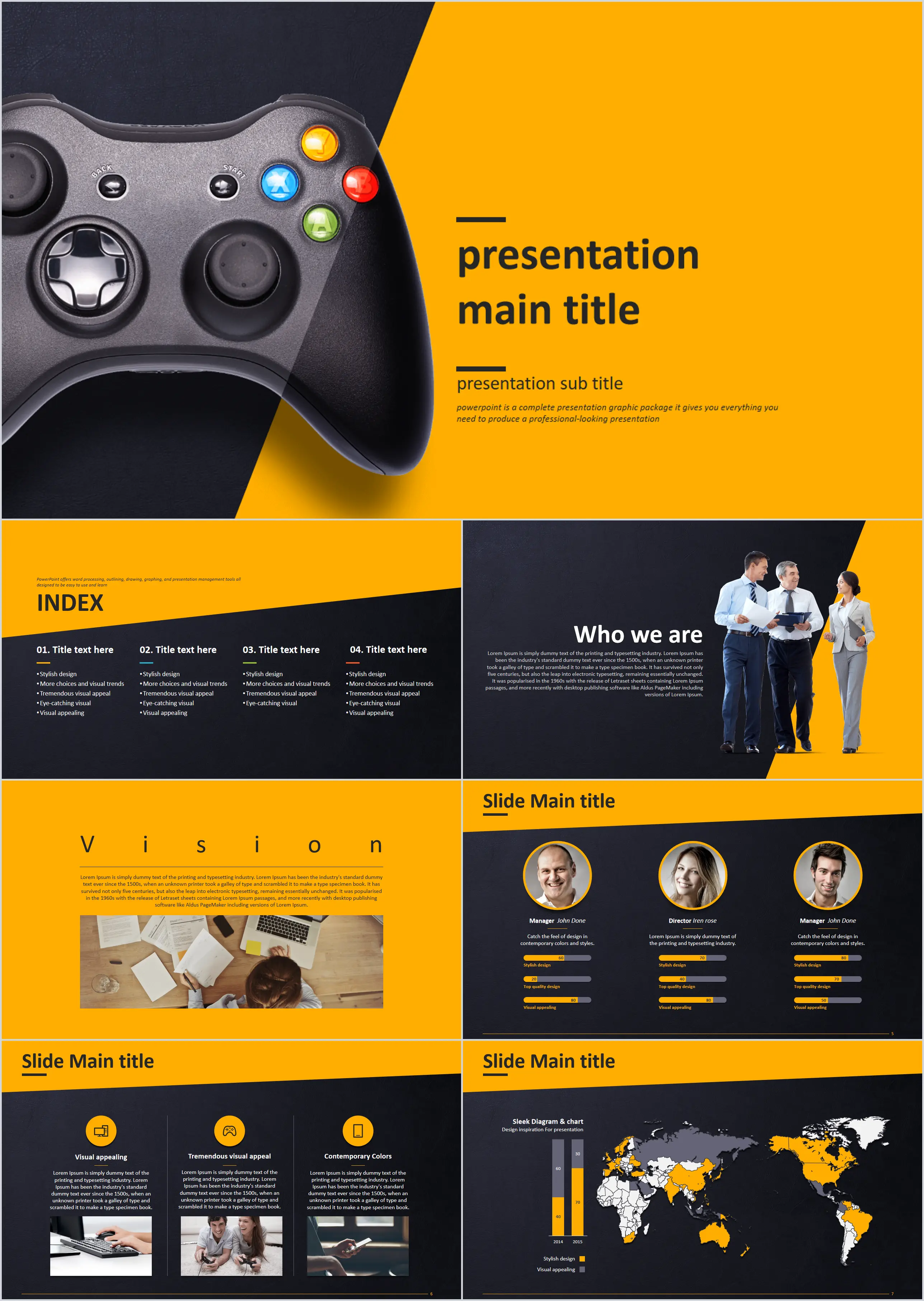 Gamepad game industry theme PPT template