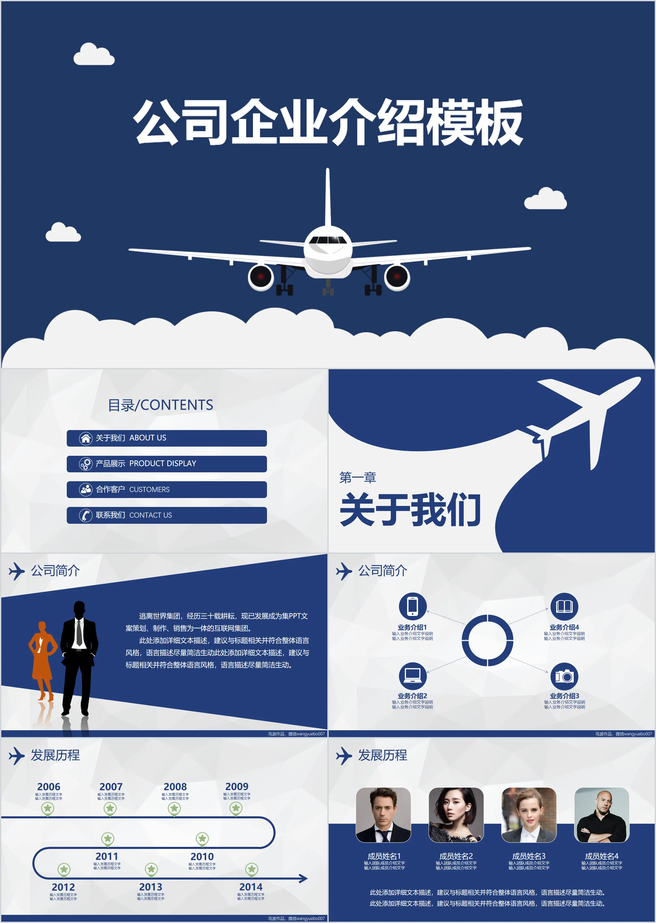 大氣飛機公司企業介紹PPT模板