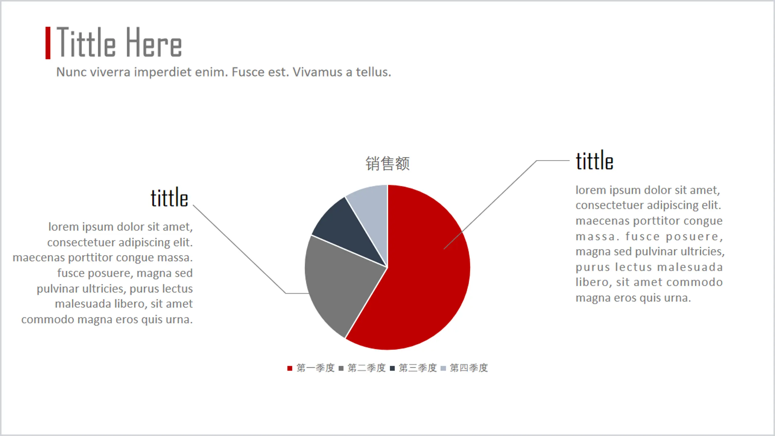 Fourth quarter sales PPT pie chart template