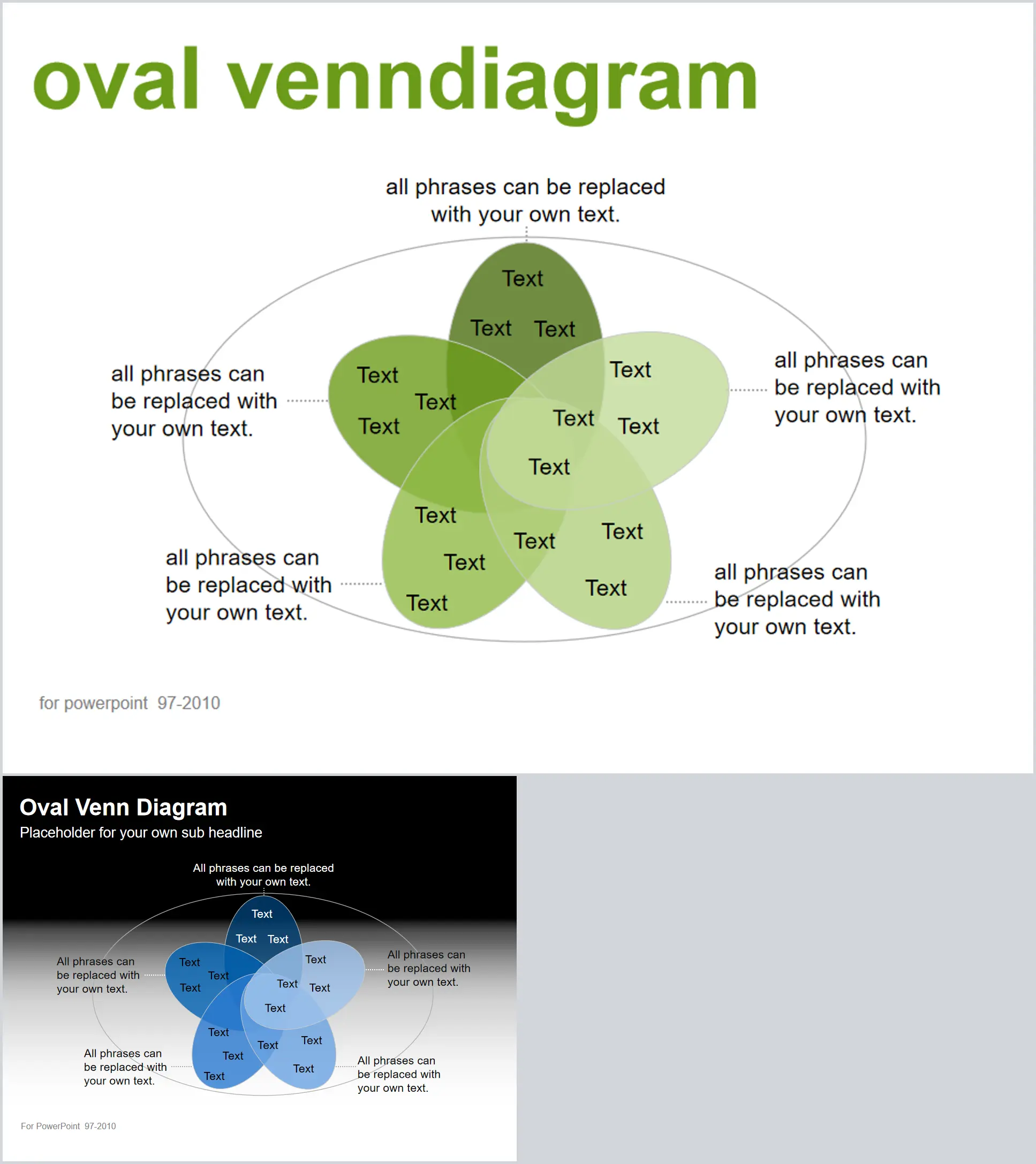 Ellipse cross Venn diagram PPT graphics