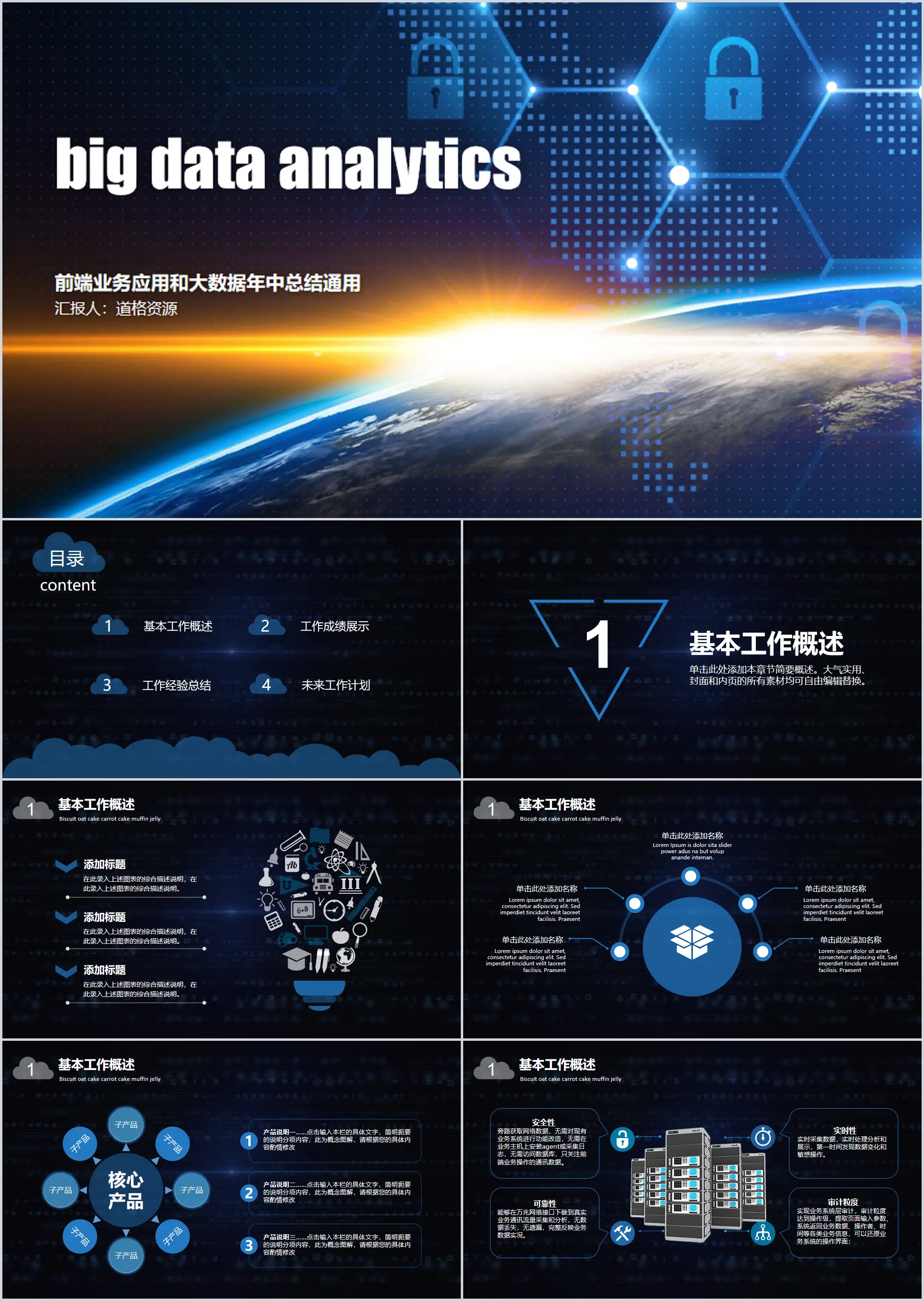 互联网云计算大数据总结通用PPT模板