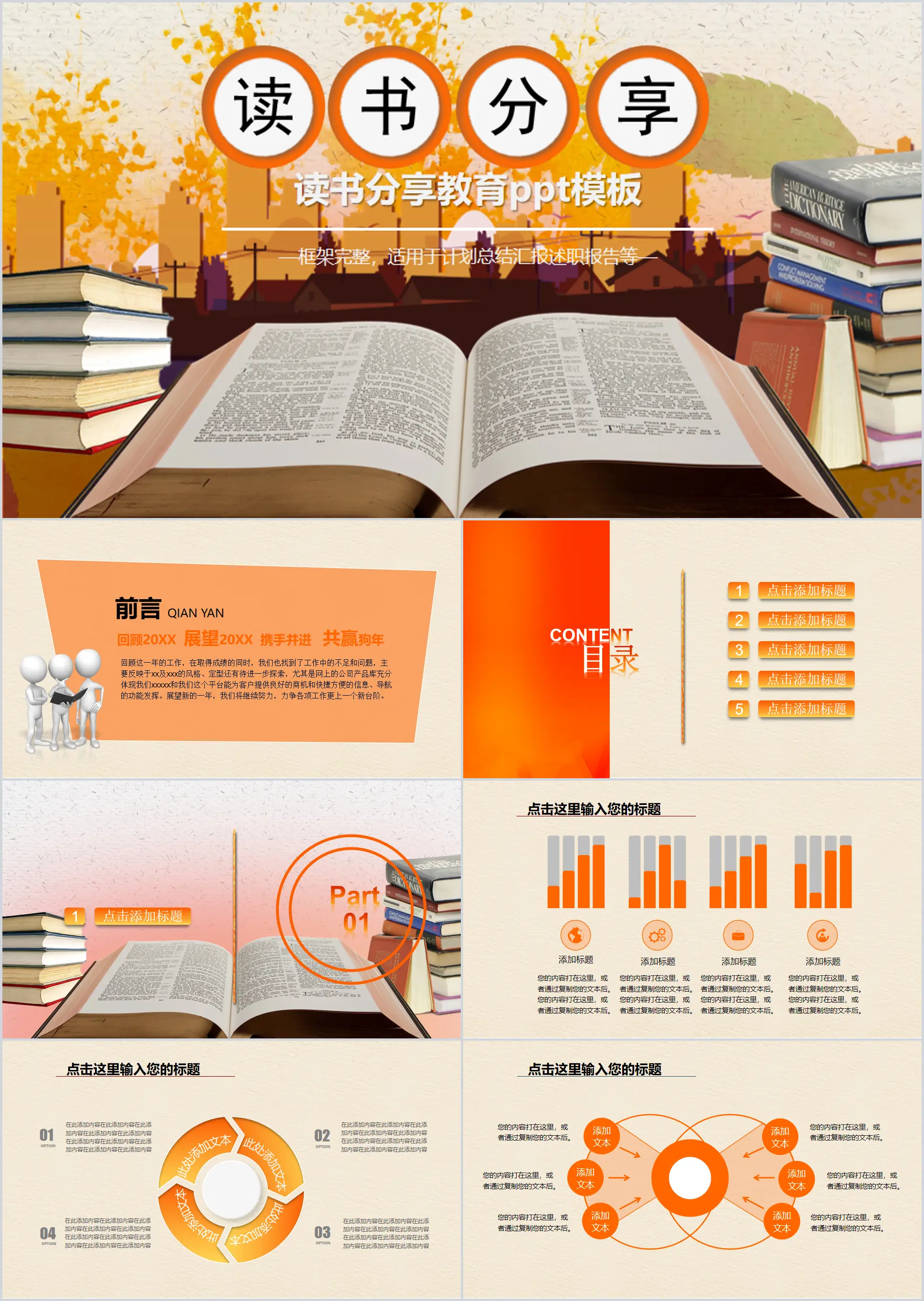 Modèle PPT d'éducation au partage de lecture rétro