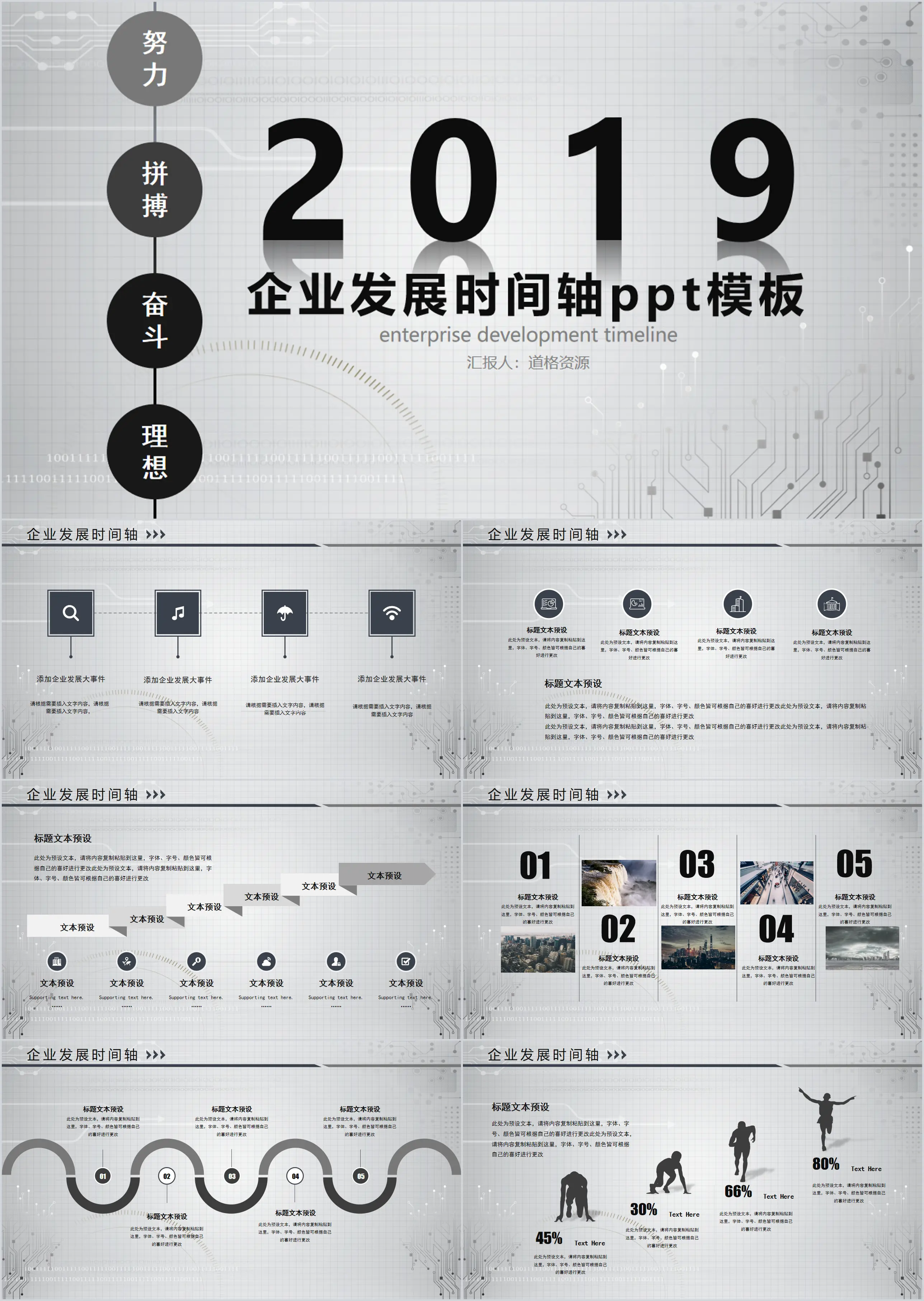 2019简约商务通用企业发展公司发展历程大事记时间轴PPT模板