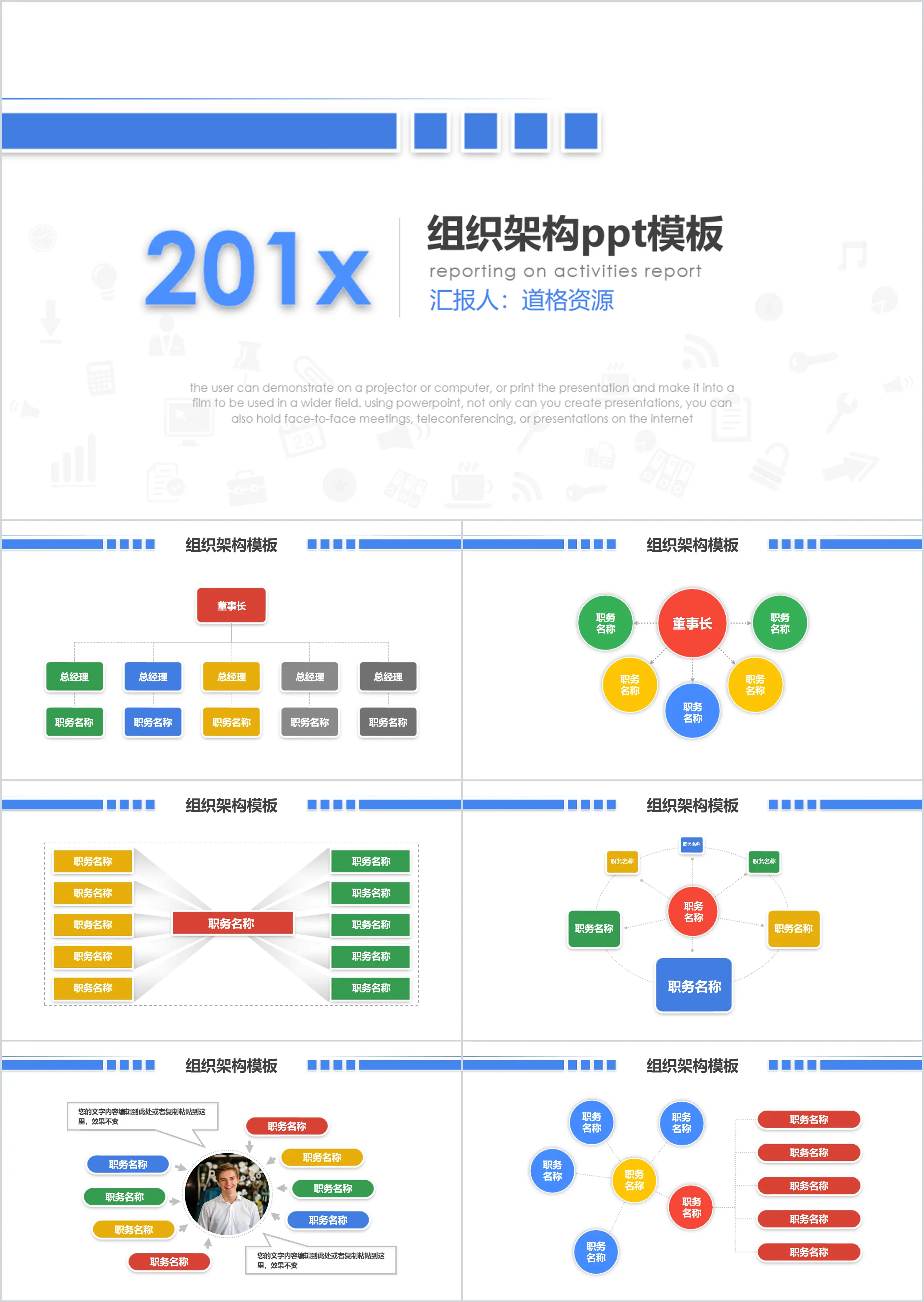 微粒体公司组织架构图PPT模板