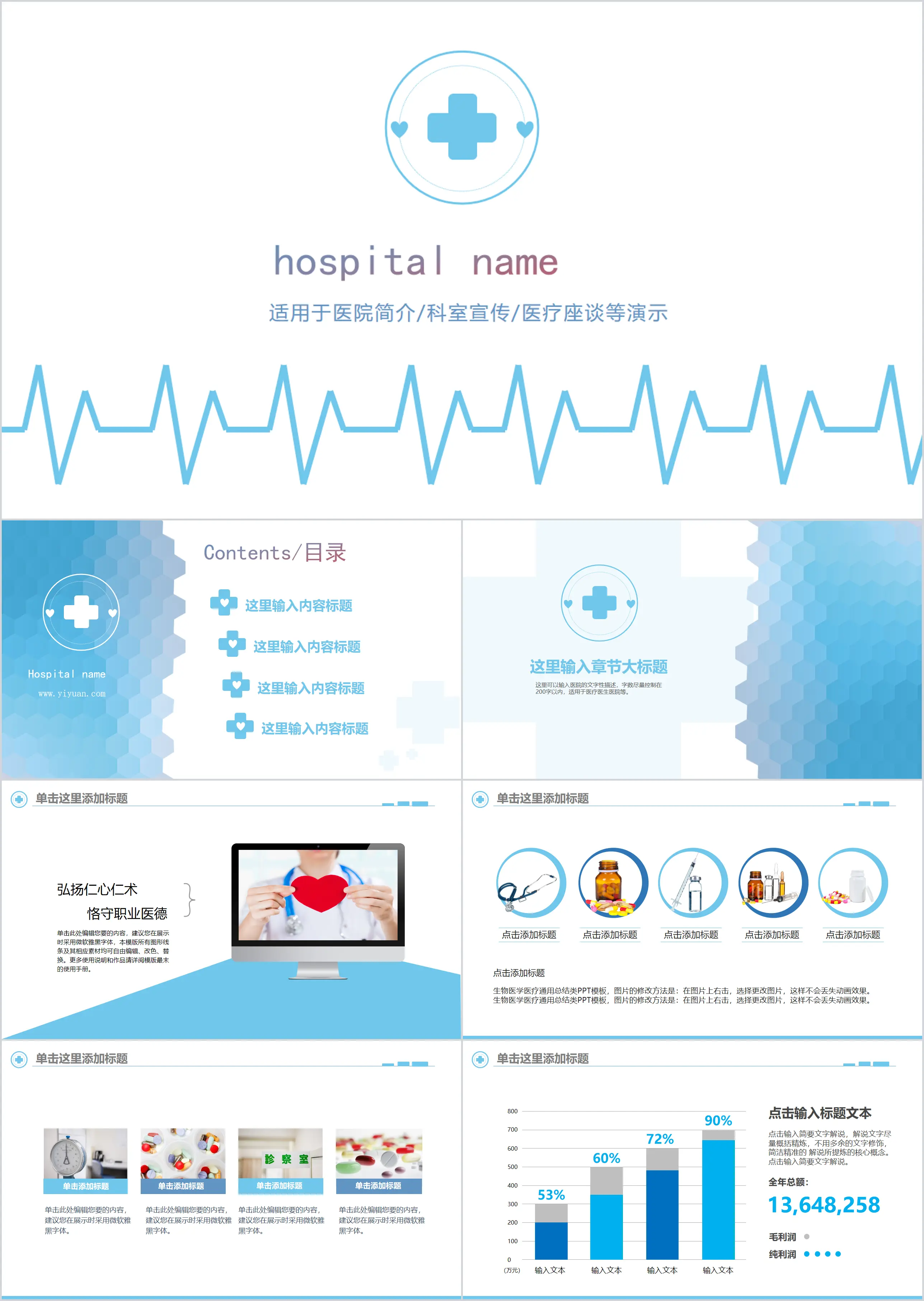 Medical hospital nursing rounds medical medical reform nurse PPT template