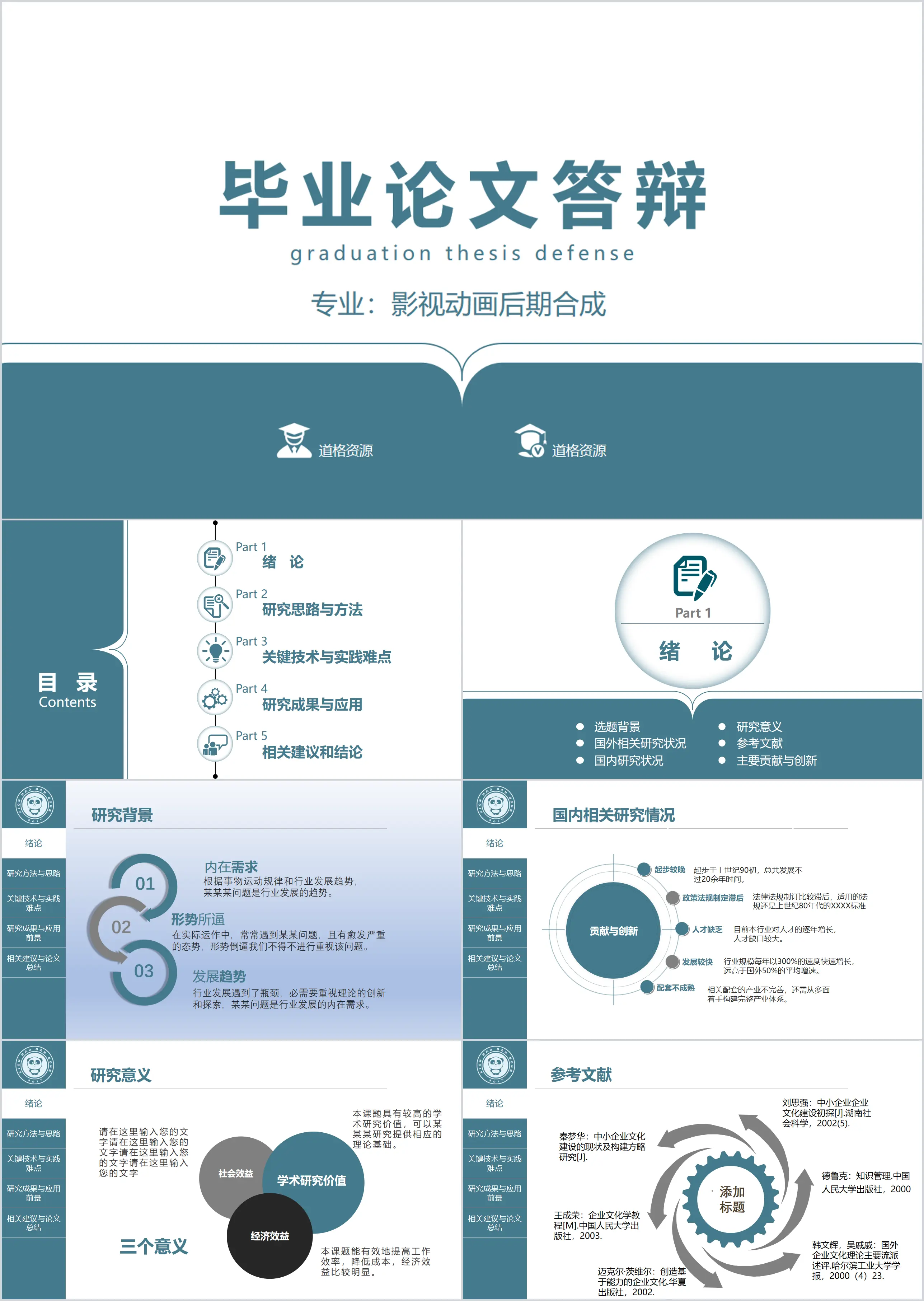 簡約商務風本科生碩士生畢業答辯論文答辯研究生論文開題報告PPT模板
