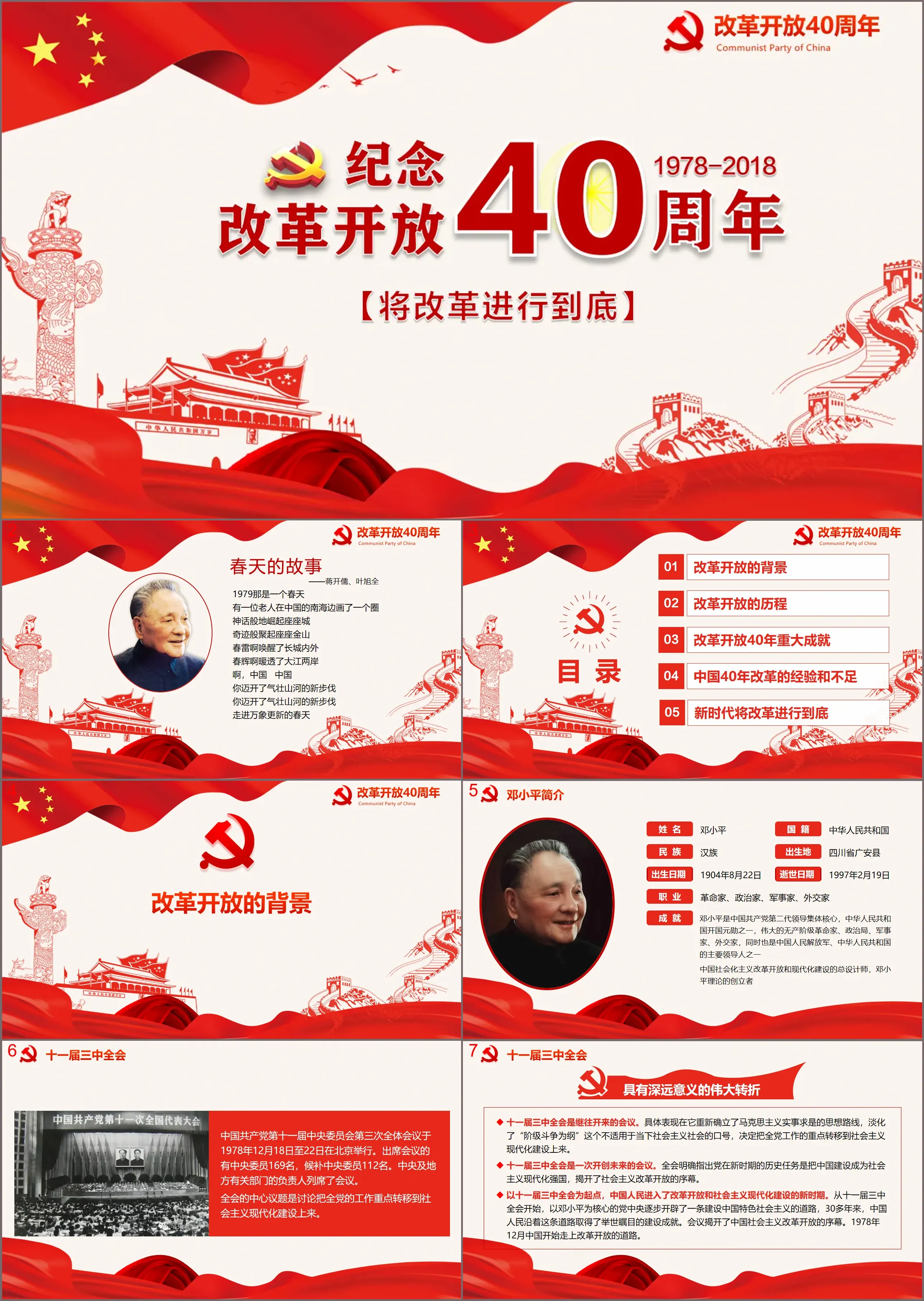 The 40th anniversary of reform and opening up will carry out the reform to the end Party building PPT