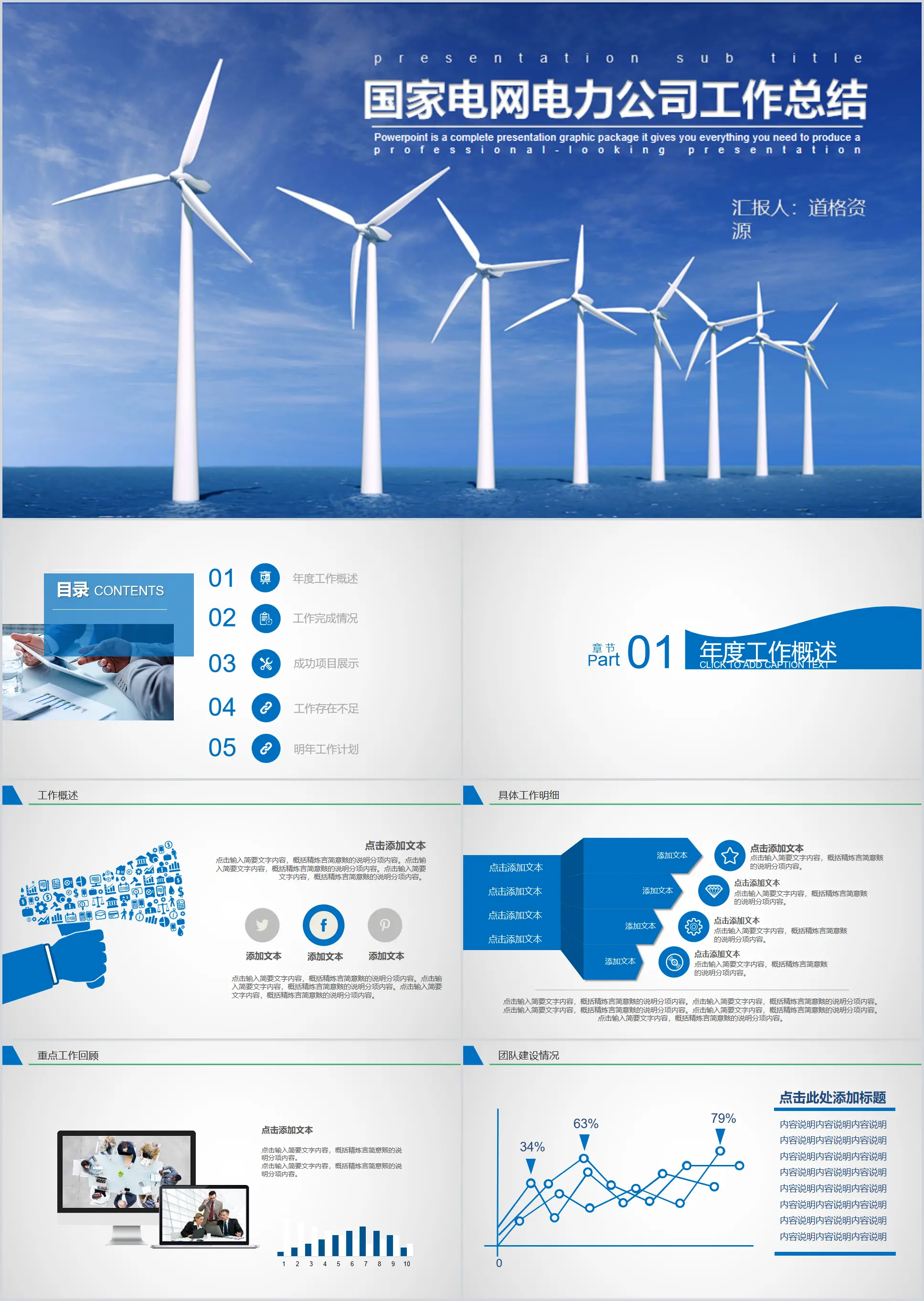 State Grid Power Company report summary PPT template