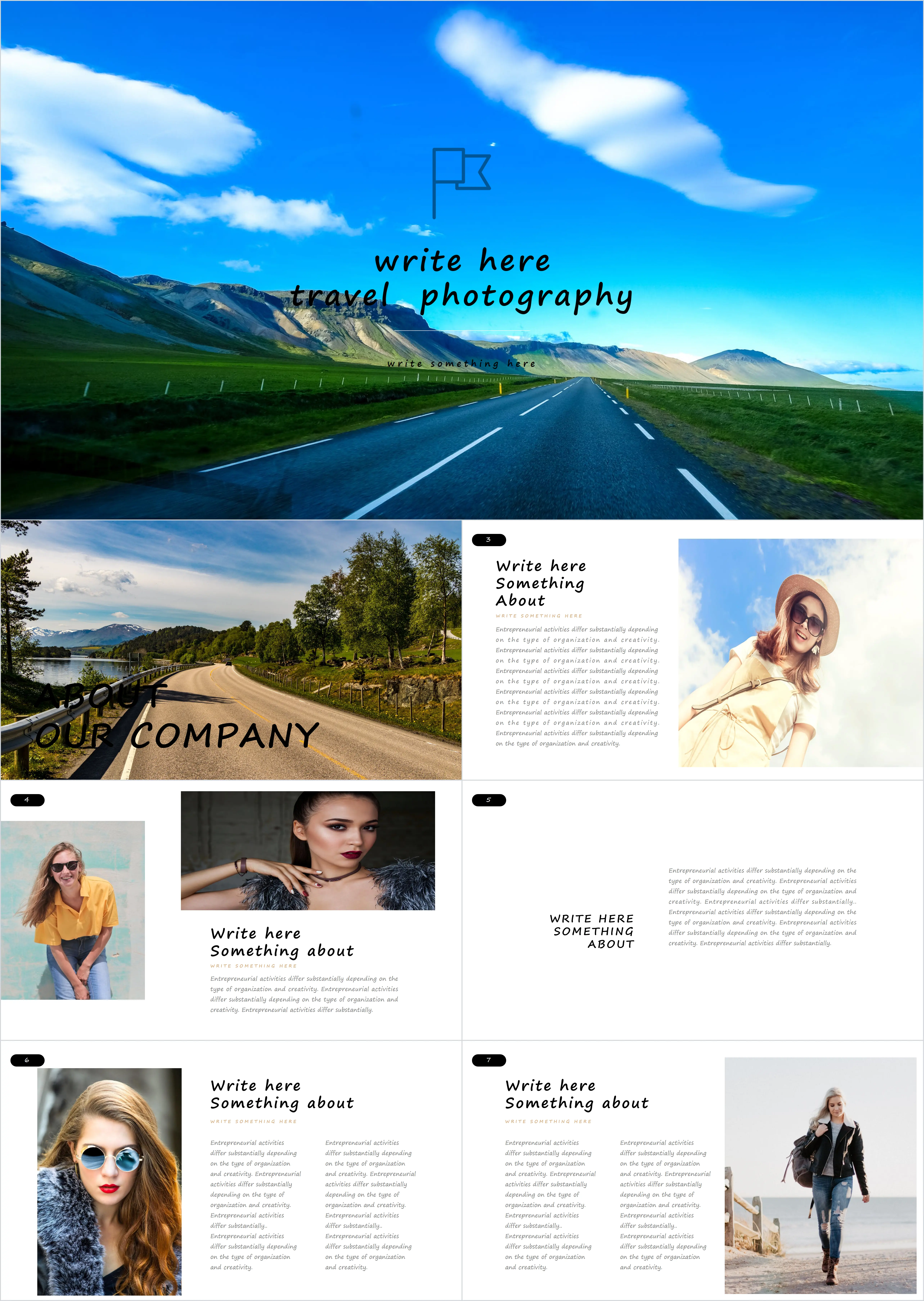 European and American style travel photography corporate publicity display PPT template