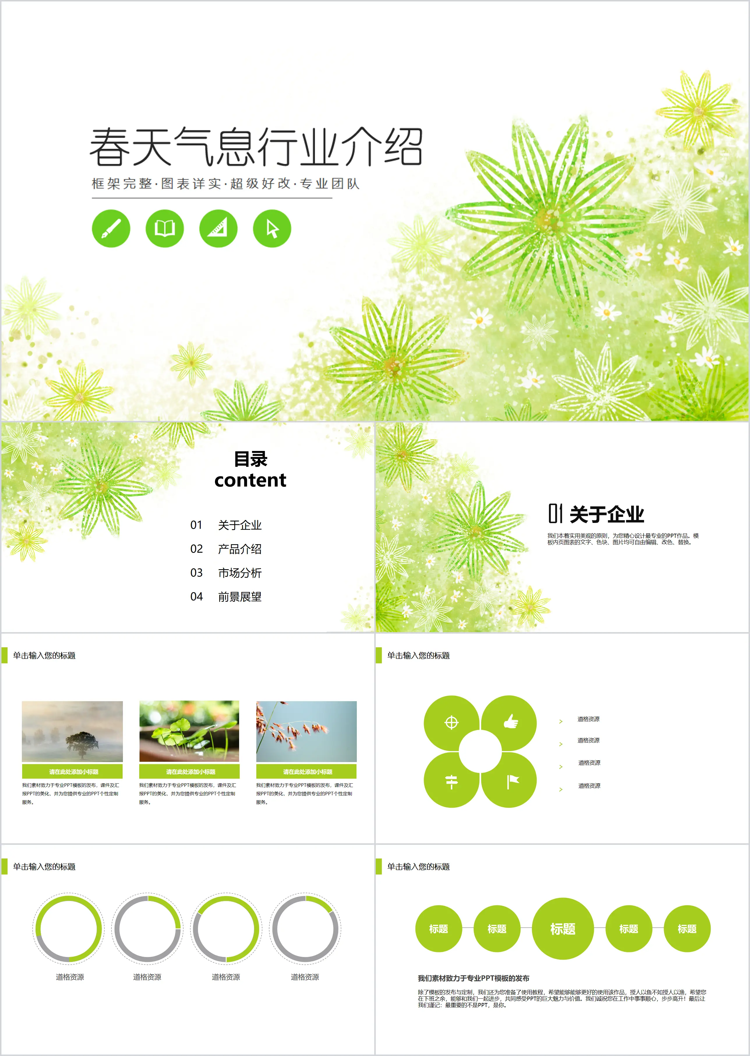 Spring breath industry introduction product promotion PPT template