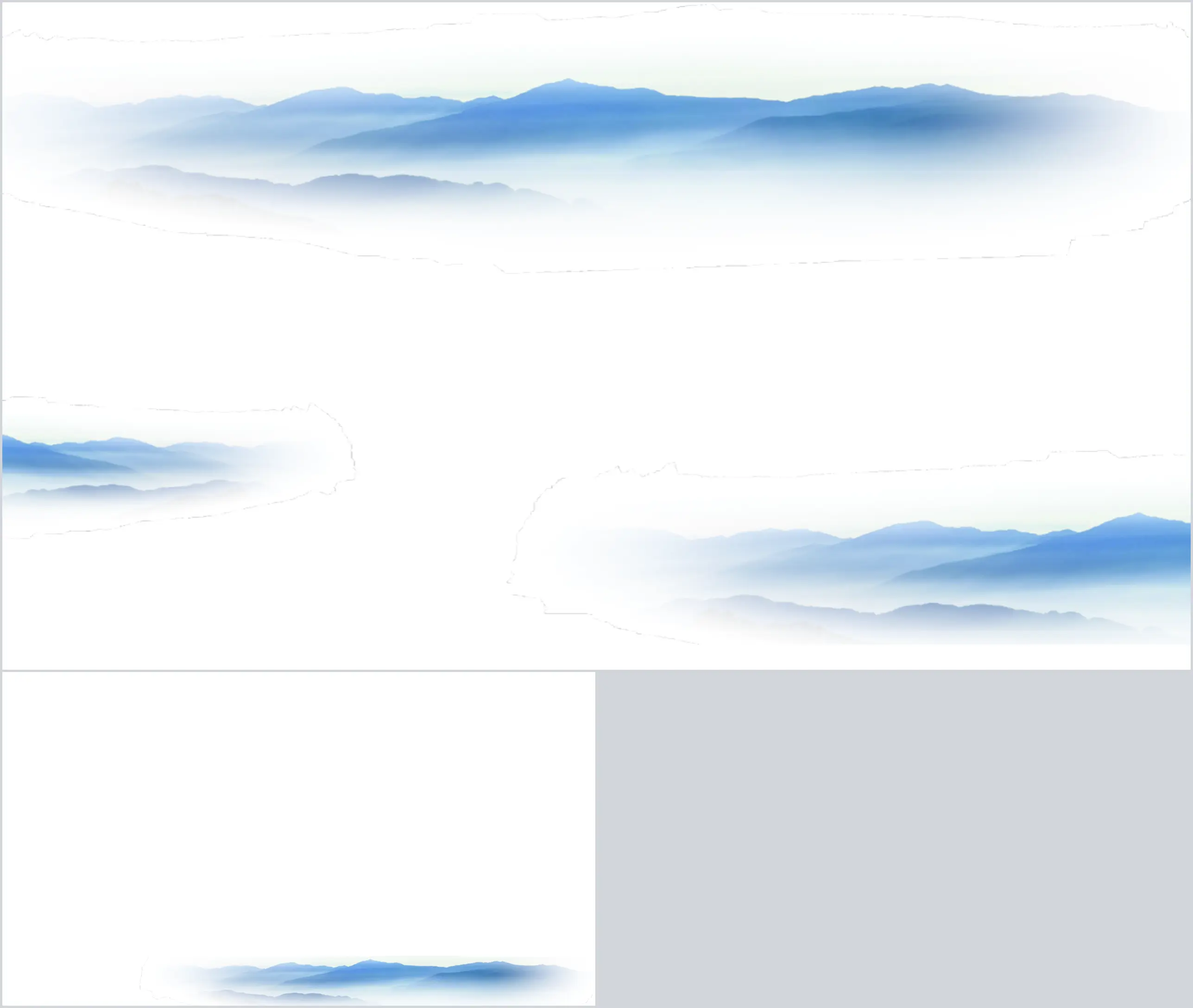 Elegant and freehand distant mountains and clouds PPT background