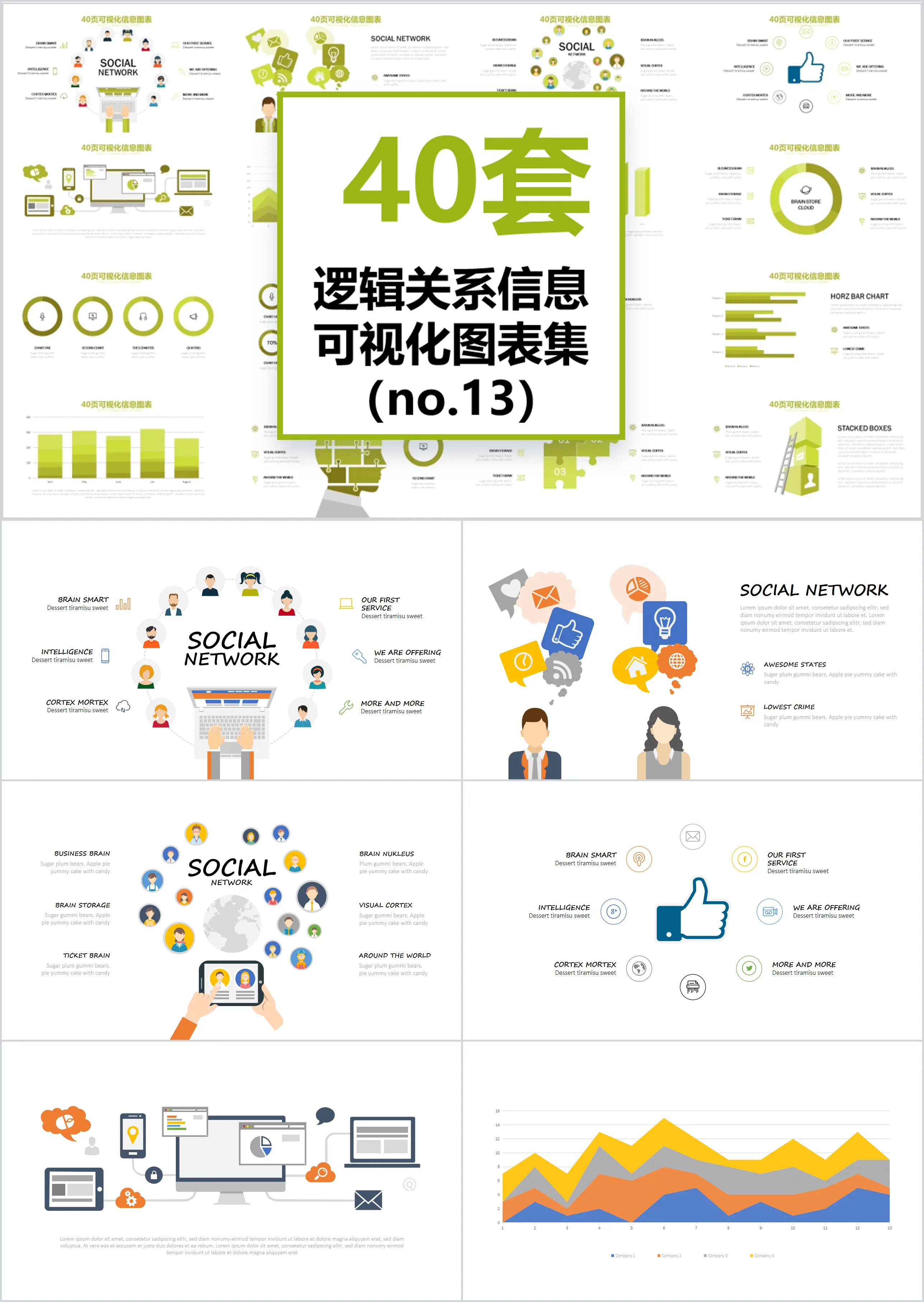 40页逻辑关系图形信息可视化PPT图表