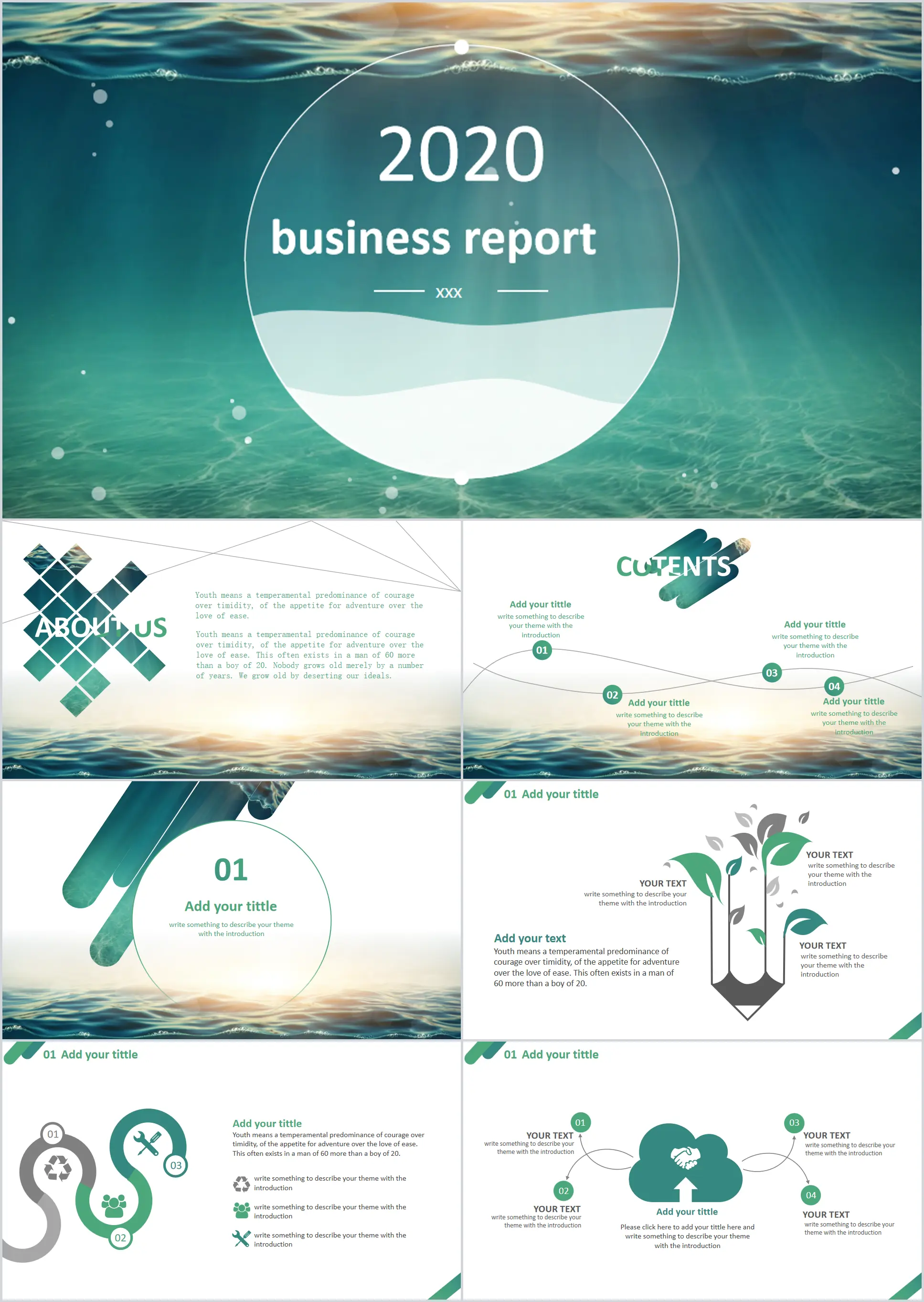 European and American fresh and elegant business plan work summary report PPT template