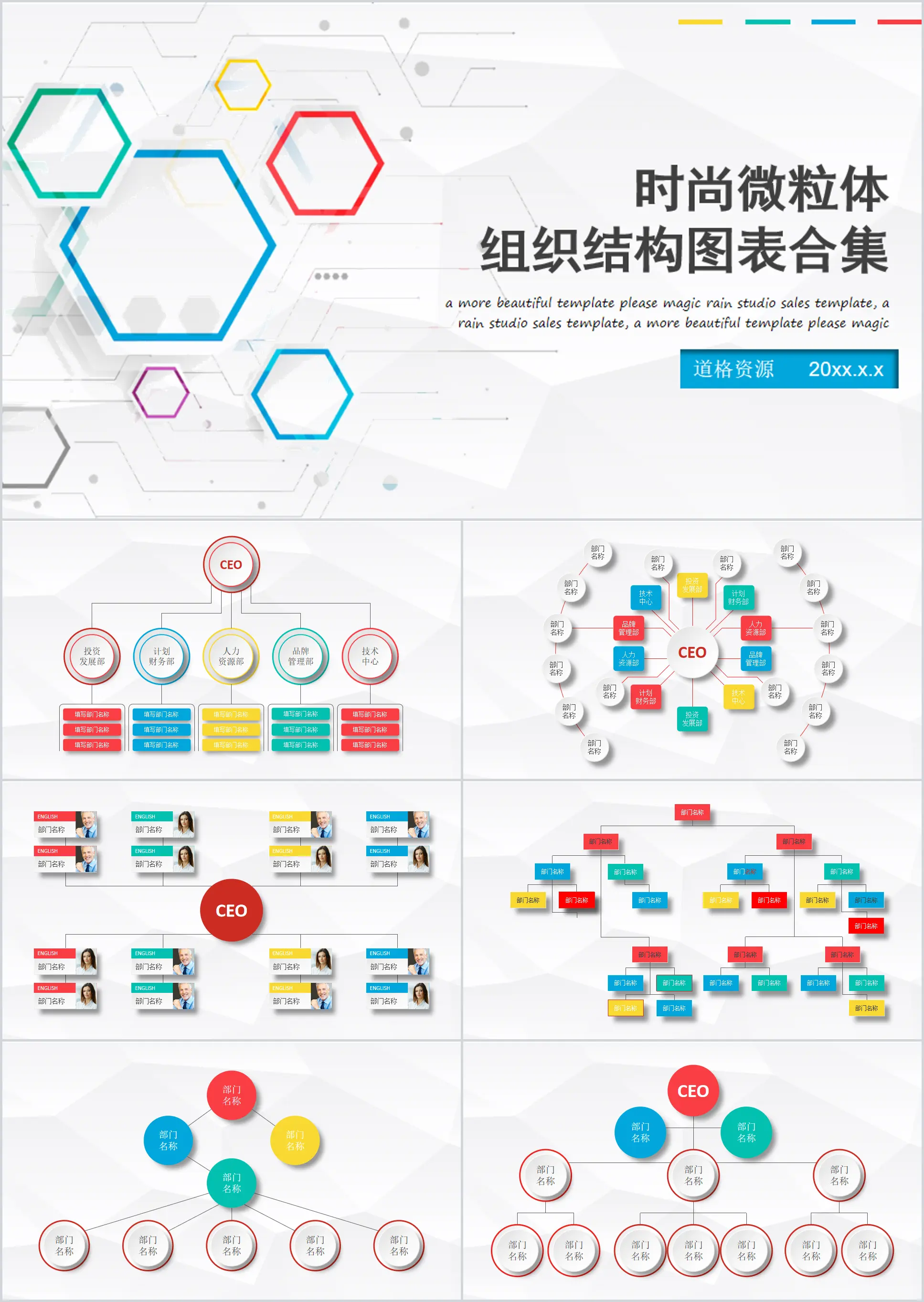 公司组织架构图表集合PPT模板