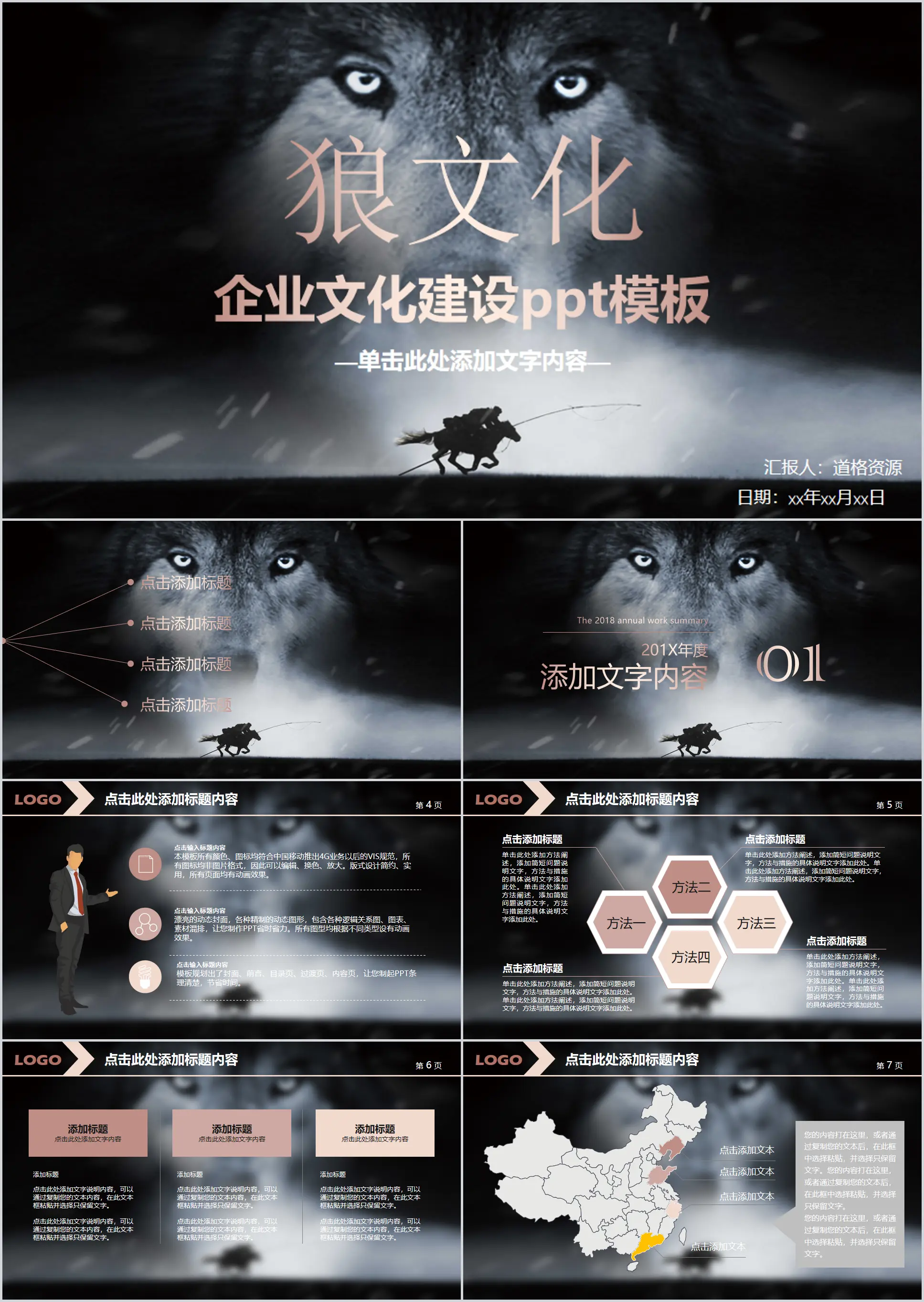 Wolf culture corporate culture construction PPT template