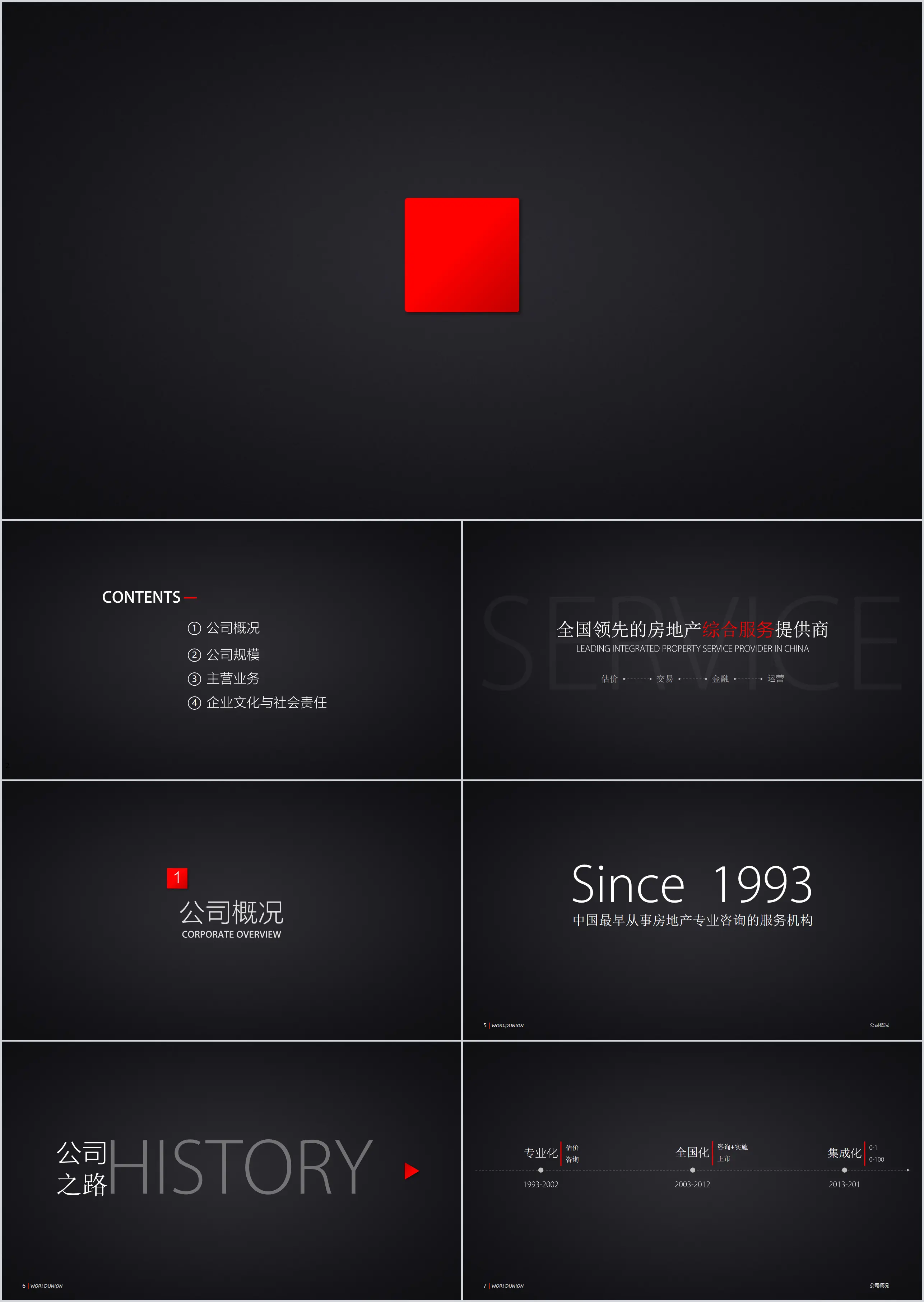 Red, black and dark corporate promotion PPT template