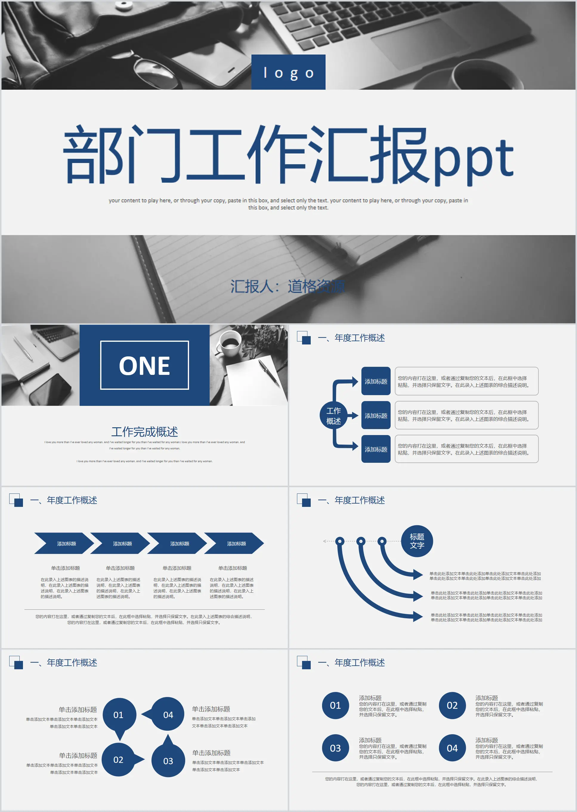 蓝色商务工作汇报计划PPT模板