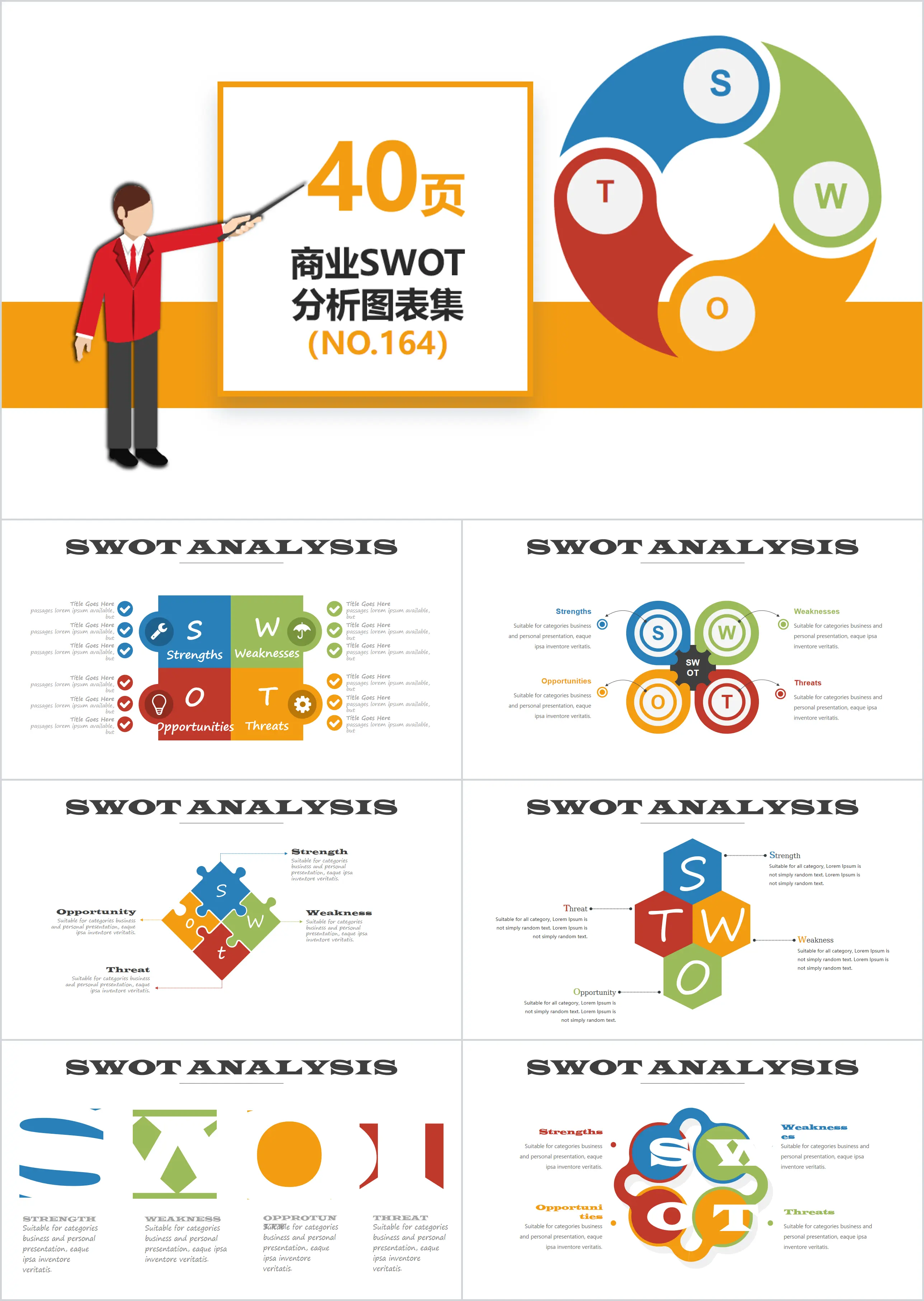 商业swot分析PPT图表集模板