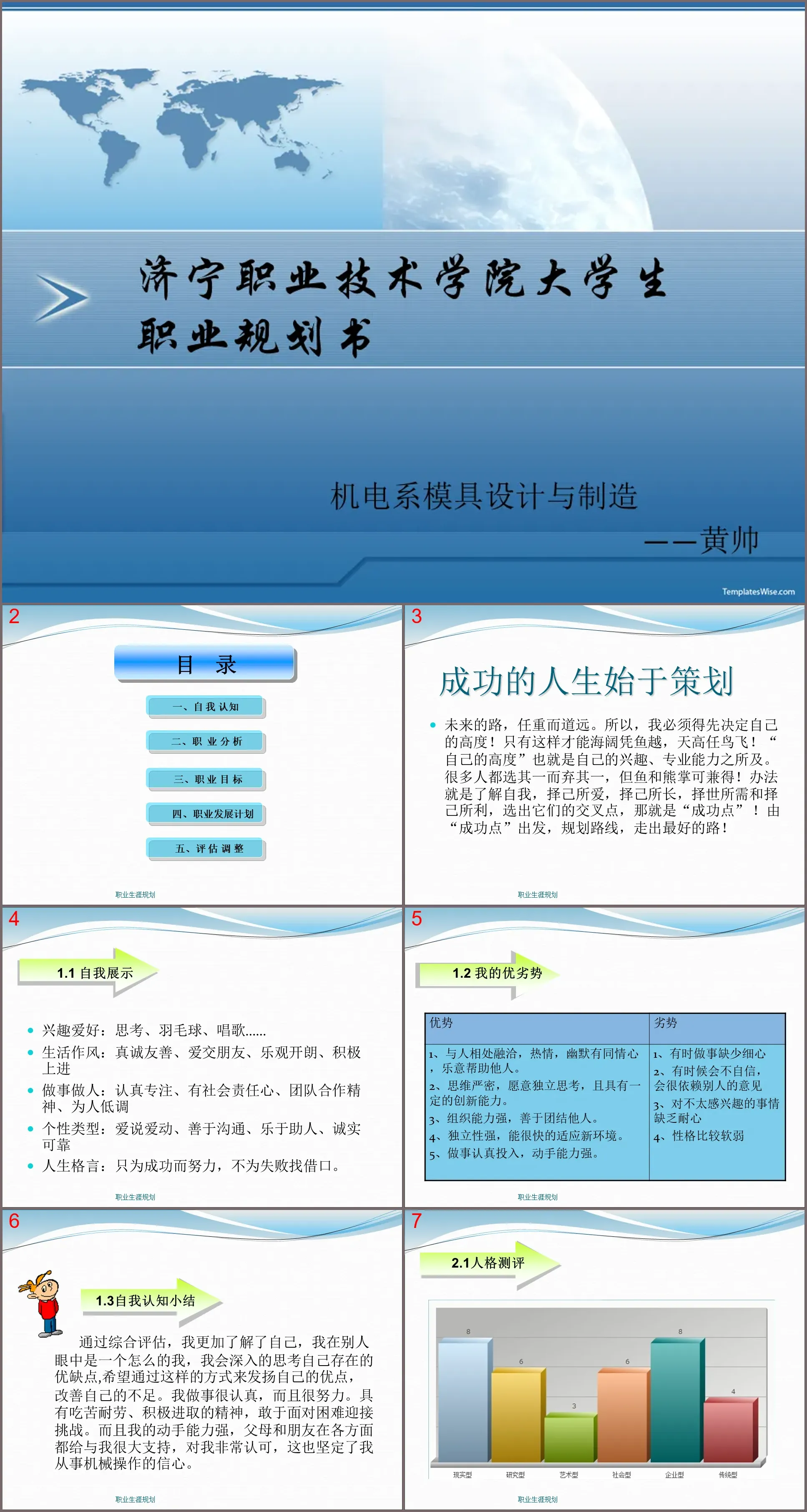 大学生职业生涯规划书PPT（优秀作品）