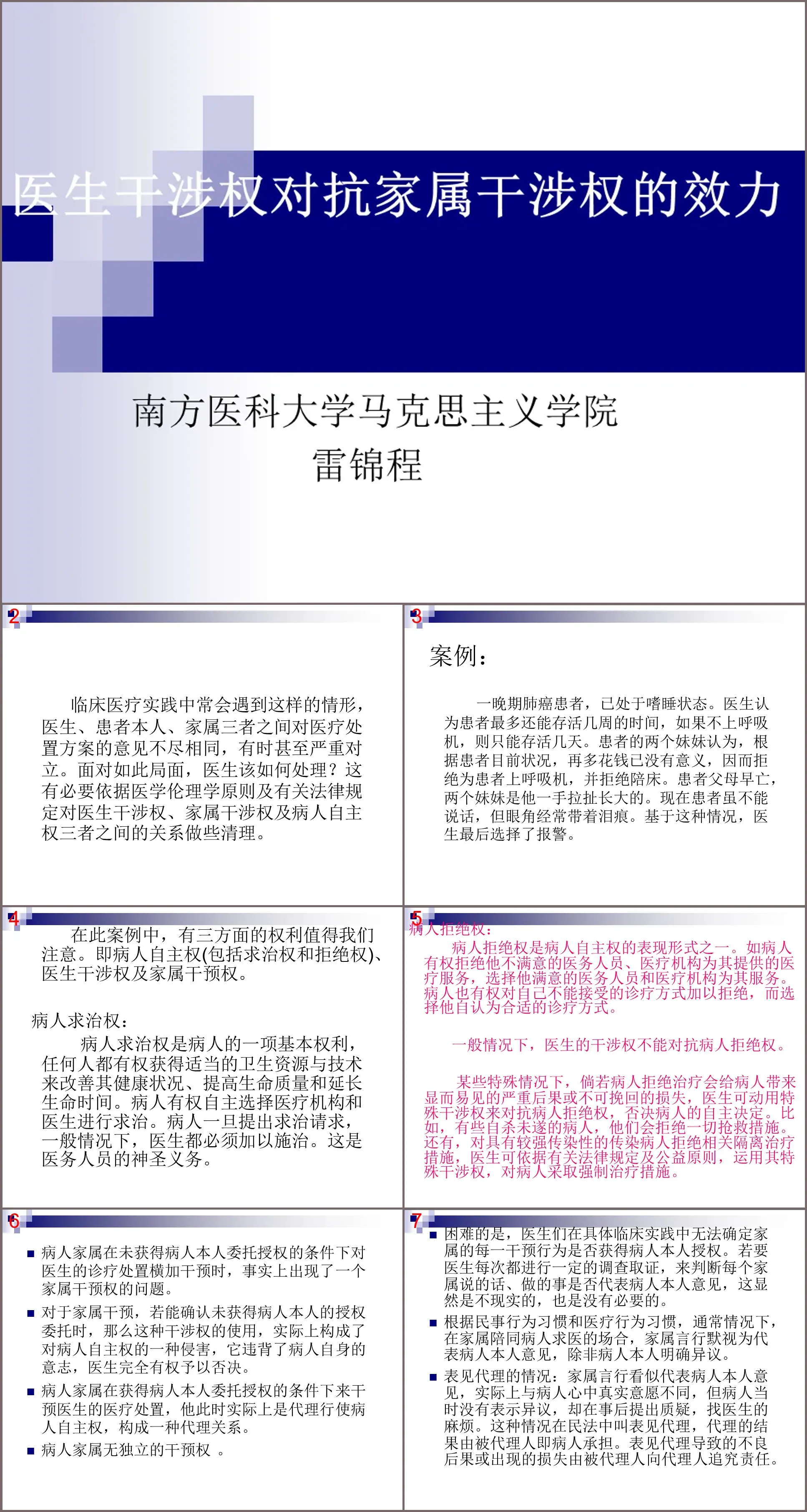 醫師干涉權與家屬幹預權對抗的效力