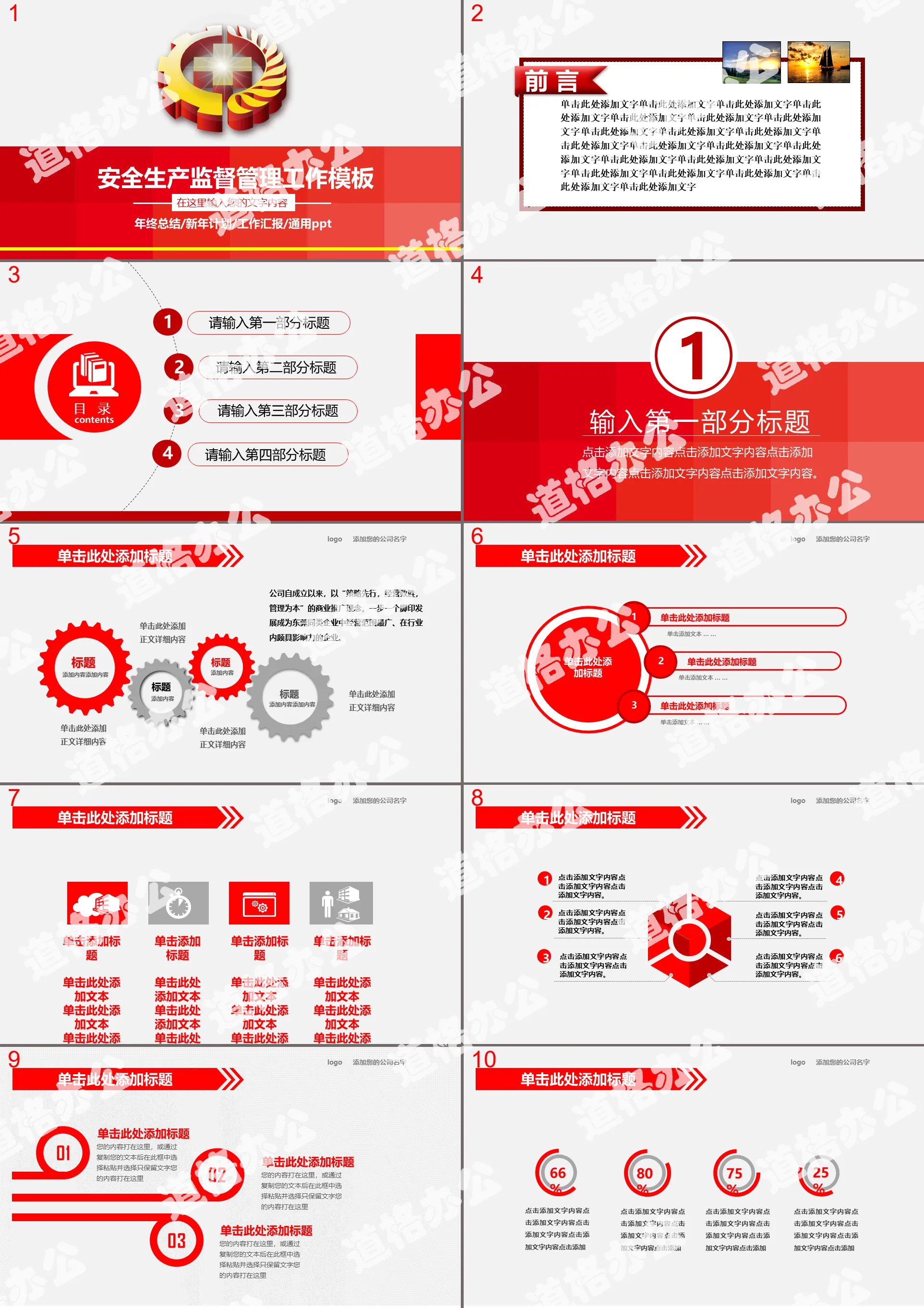 Safety production supervision and management work PPT template