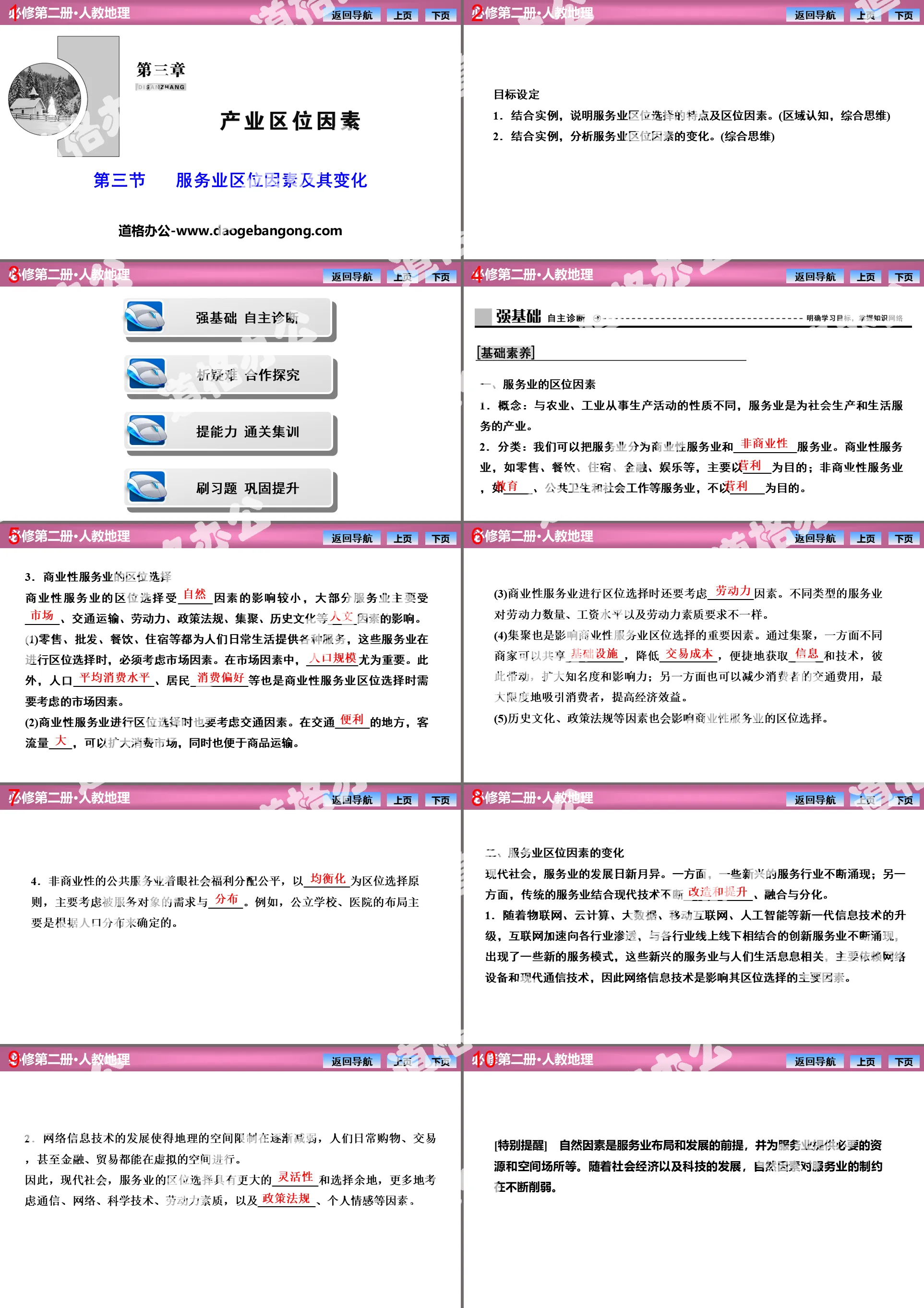 《服務業區位因素及其變化》產業區位因素PPT課程