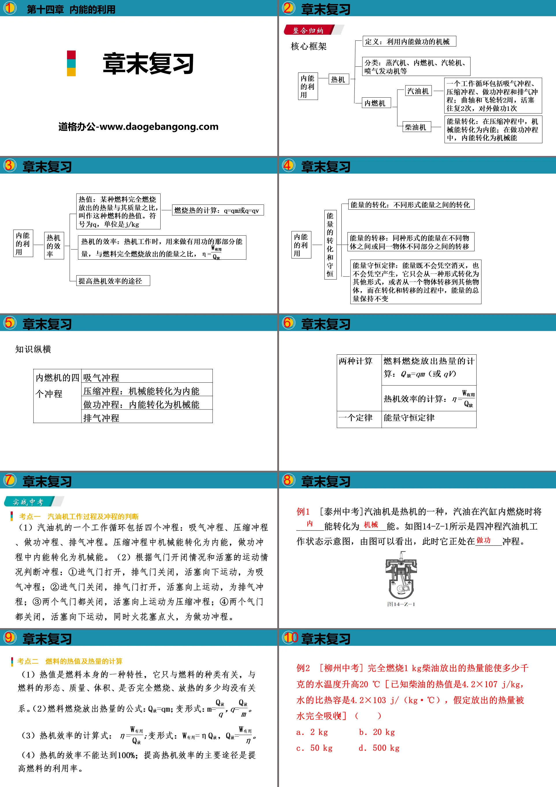 《章末复习》内能的利用PPT
