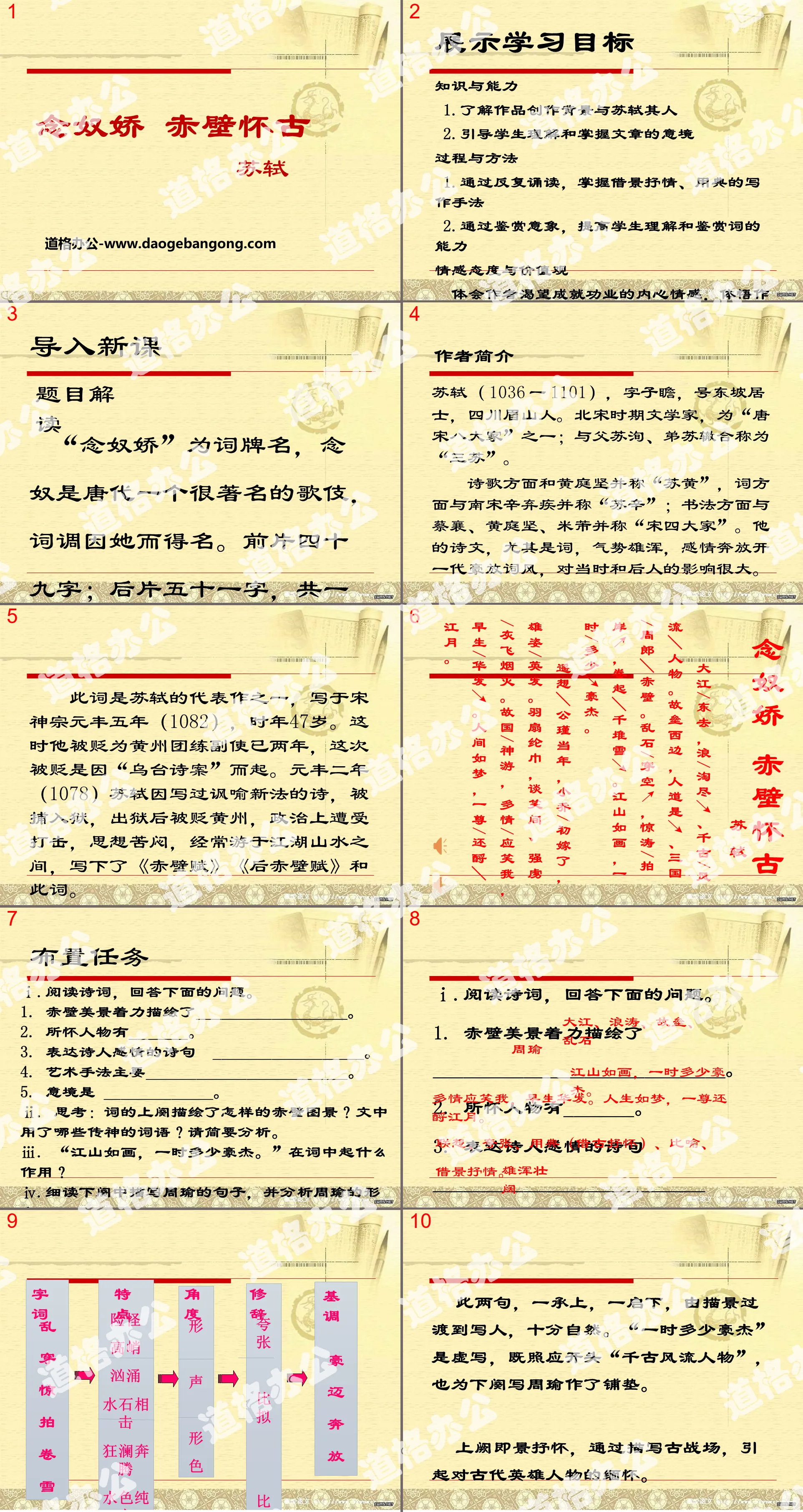 《念奴嬌·赤壁懷古》蘇遼詞兩首PPT課件