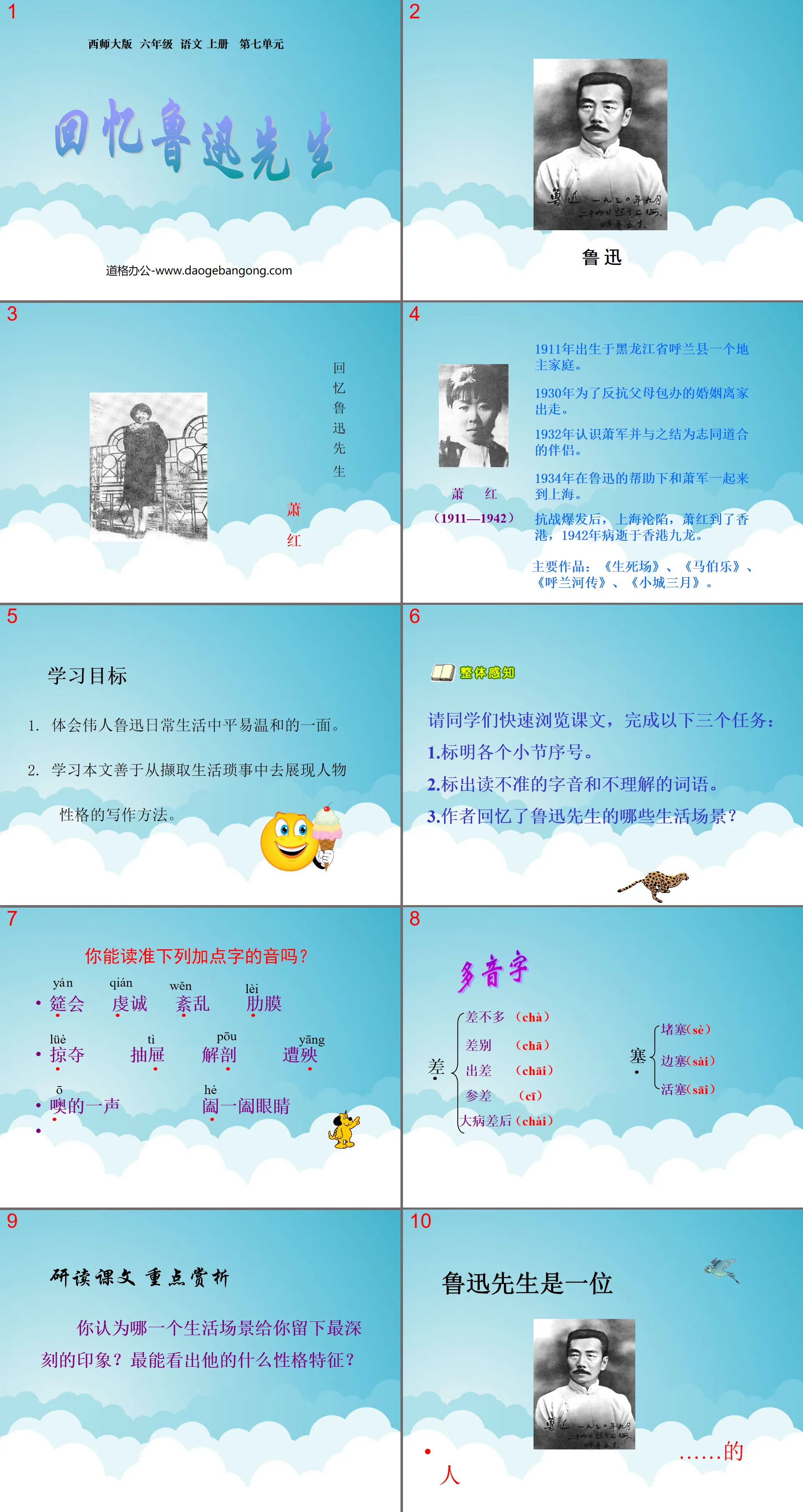 "Remembering Mr. Lu Xun" PPT courseware