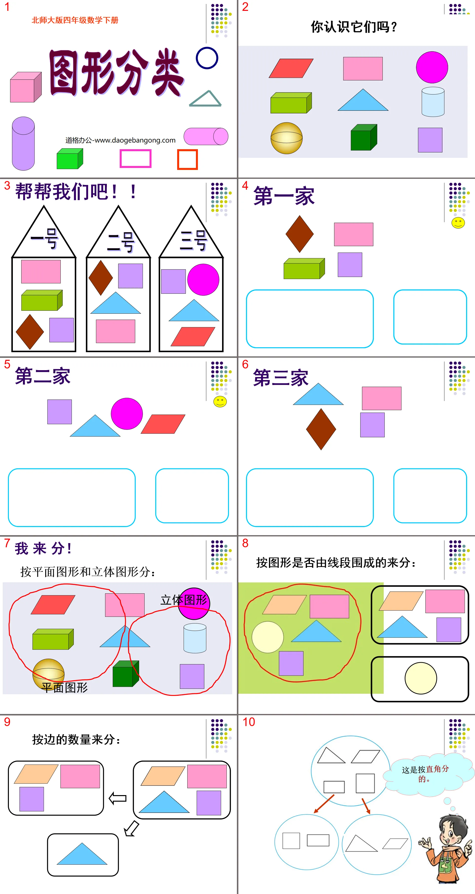 "Classification of Figures" PPT courseware on understanding triangles and quadrilaterals